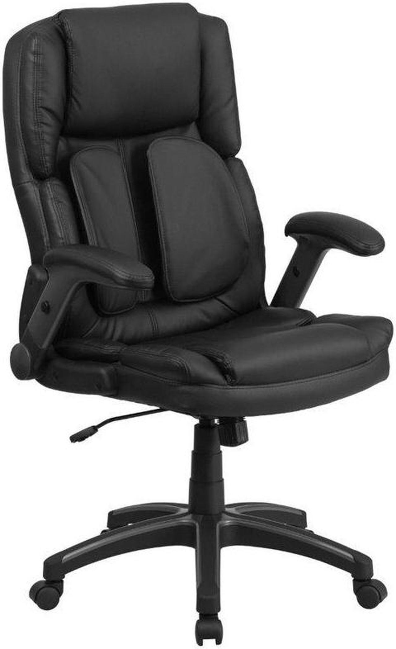 Alt view image 3 of 20 - Extreme Comfort High Back Black LeatherSoft Executive Swivel Ergonomic Office Chair with Flip-Up Arms