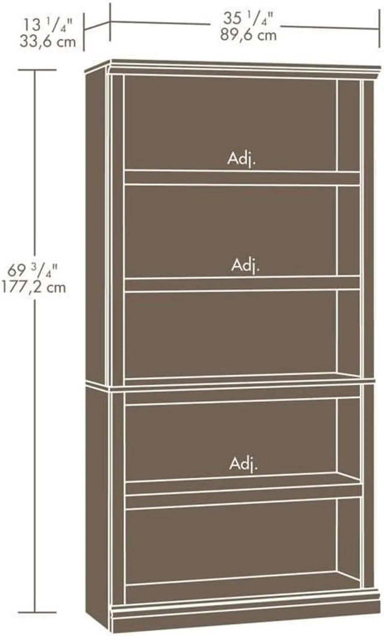 Alt view image 2 of 4 - Sauder Select 5 Shelf Bookcase in Estate Black