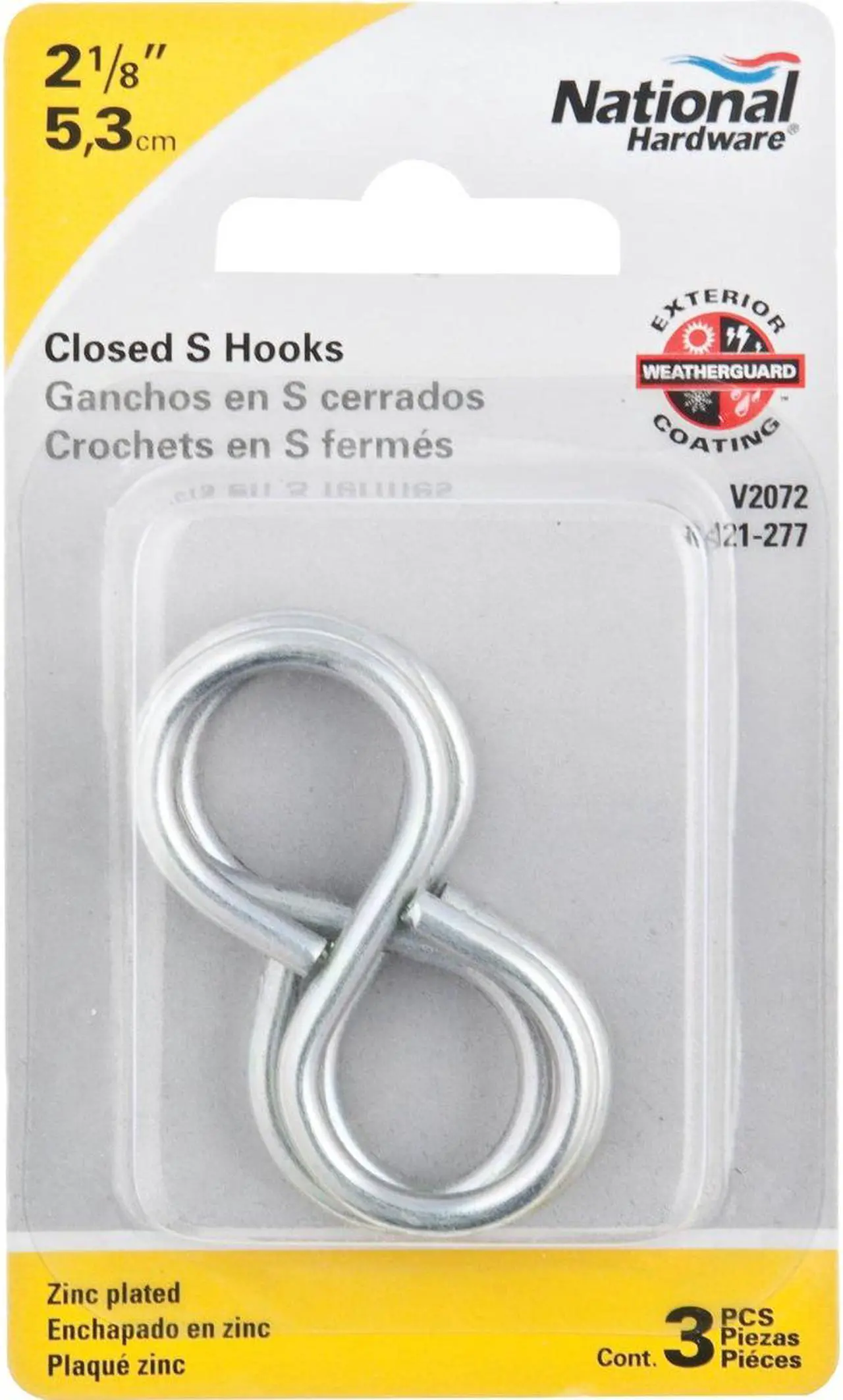 Alt view image 5 of 5 - National 2-1/8 In. Zinc Light Closed S Hook (3 Ct.) N121277