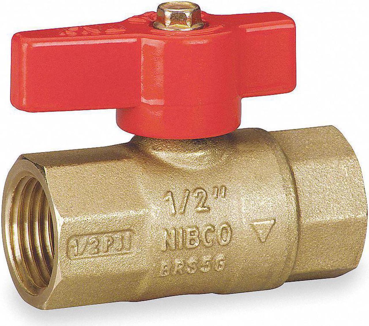 Alt view image 3 of 3 - NIBCO GB1A 3/4" FNPT Brass Gas Ball Valve Inline