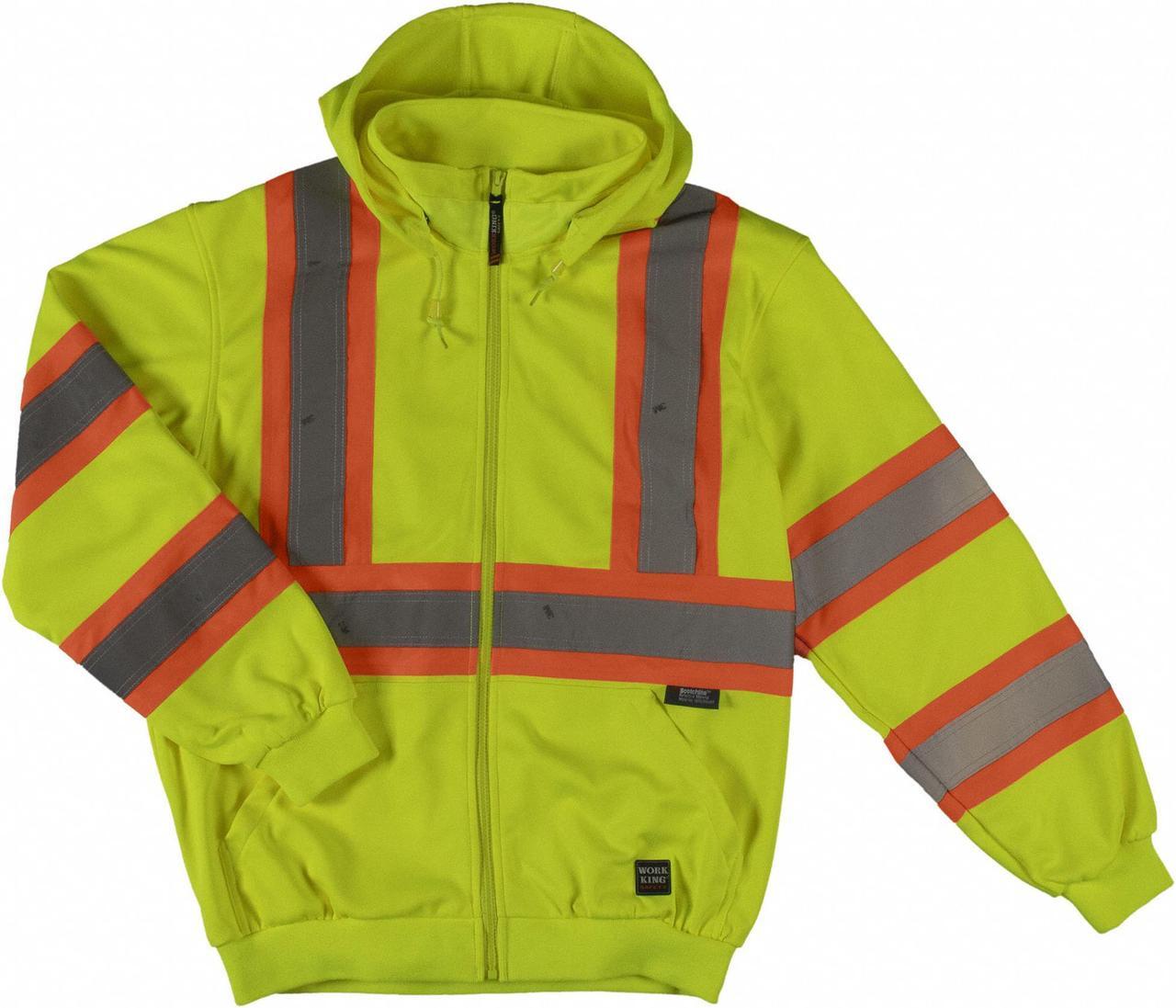 Alt view image 2 of 3 - TOUGH DUCK S49421 3XL Hi-Vis Hooded Sweatshirt, Yellow/Green