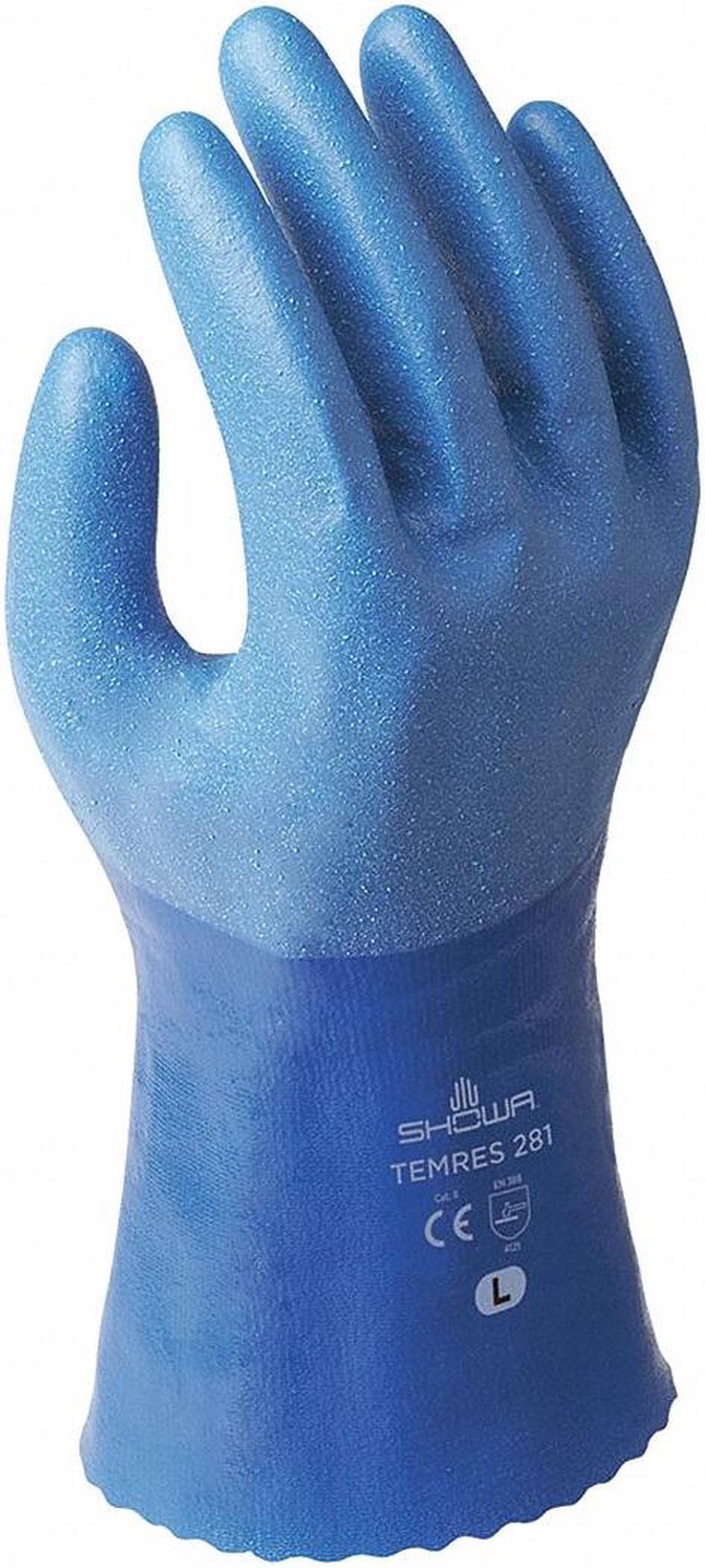 Alt view image 2 of 2 - SHOWA 281M-08.EU Chemical Resistant Gloves,Blue,M,PR