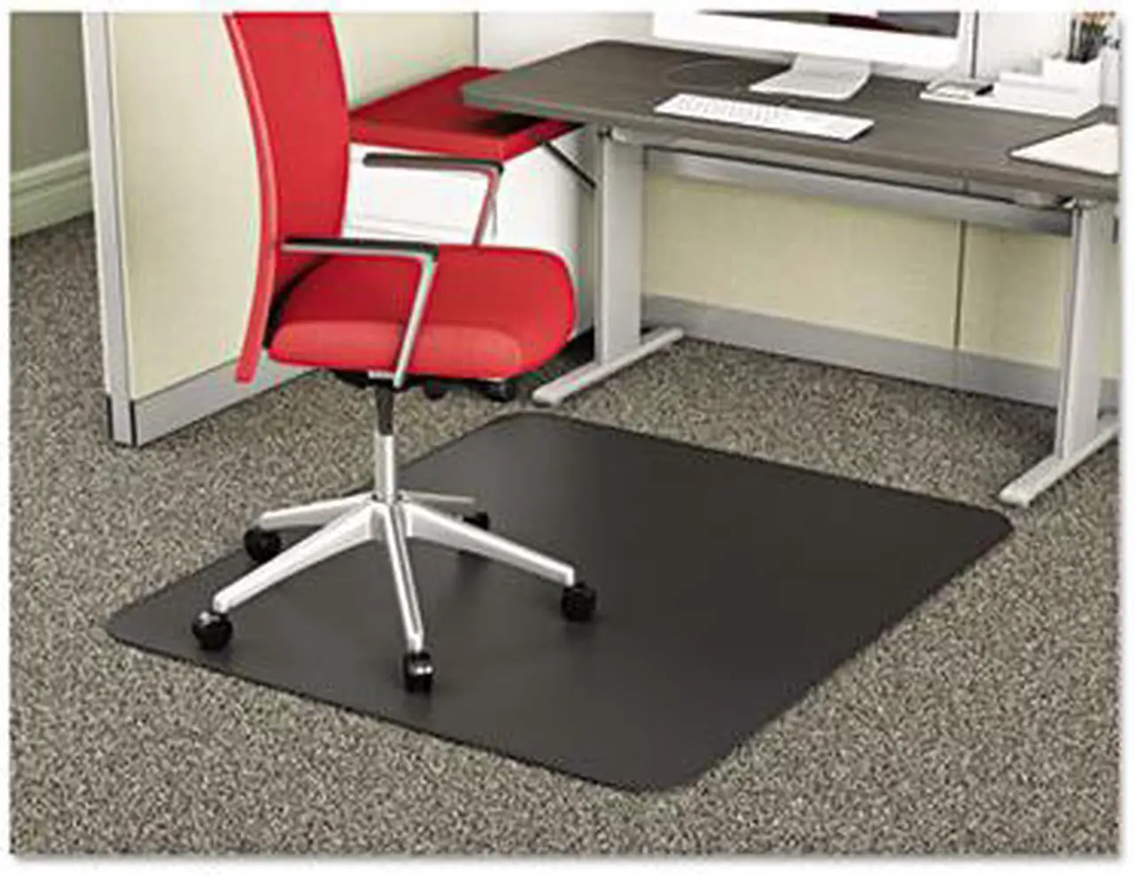Alt view image 14 of 14 - Deflecto SuperMat Frequent Use Chair Mat Medium Pile Carpet Beveled 36 x 48 Black CM14142BLK