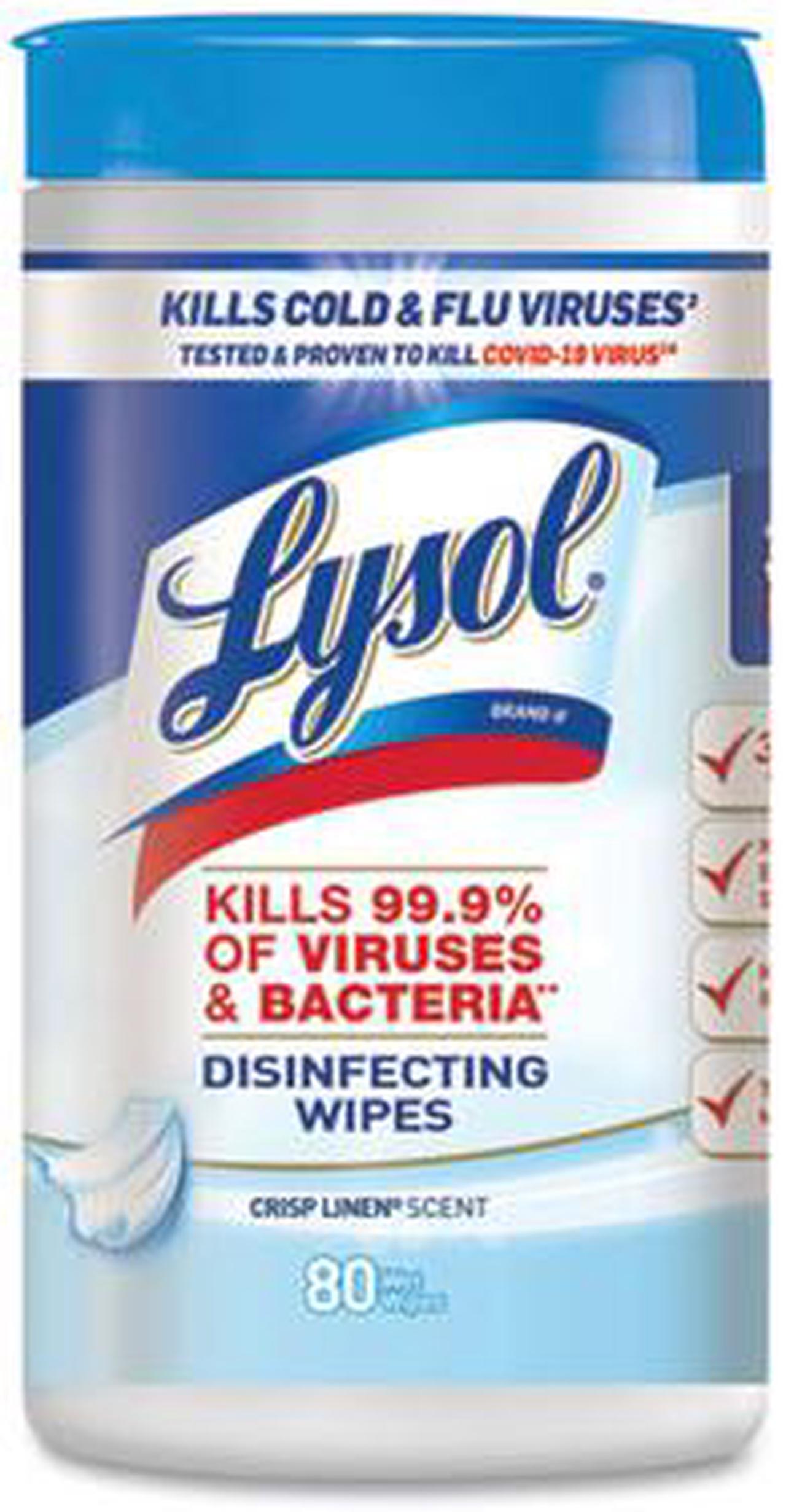 Alt view image 9 of 13 - LYSOL Brand Disinfecting Wipes Crisp Linen Scent 7 x 8 80/Canister 6 Canister/Carton 89346CT