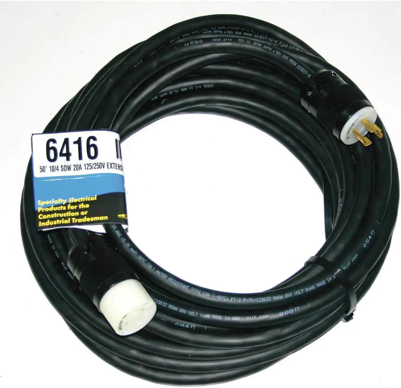 Alt view image 2 of 3 - SOUTHWIRE 6416 SOW Extension Cord, 10 AWG, Outdoor, 10/4, 1 Outlets, L14-20R,