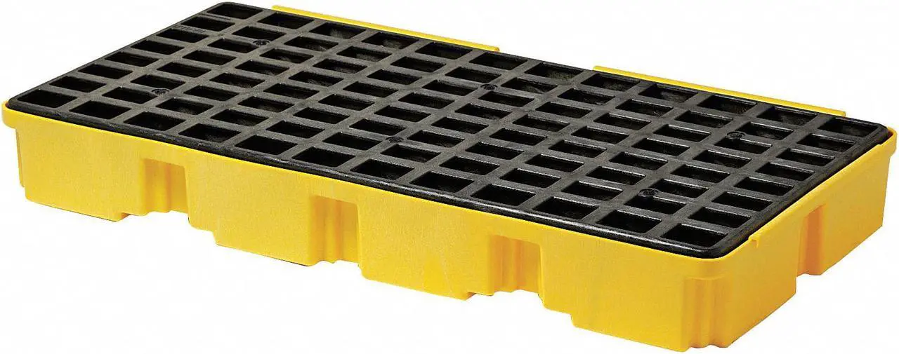 Alt view image 4 of 9 - Eagle Mfg / Justrite - 1632 - Eagle Yellow High Density Polyethylene 5000 lb 30 gal Spill Deck - Supports 2 Drums - 26