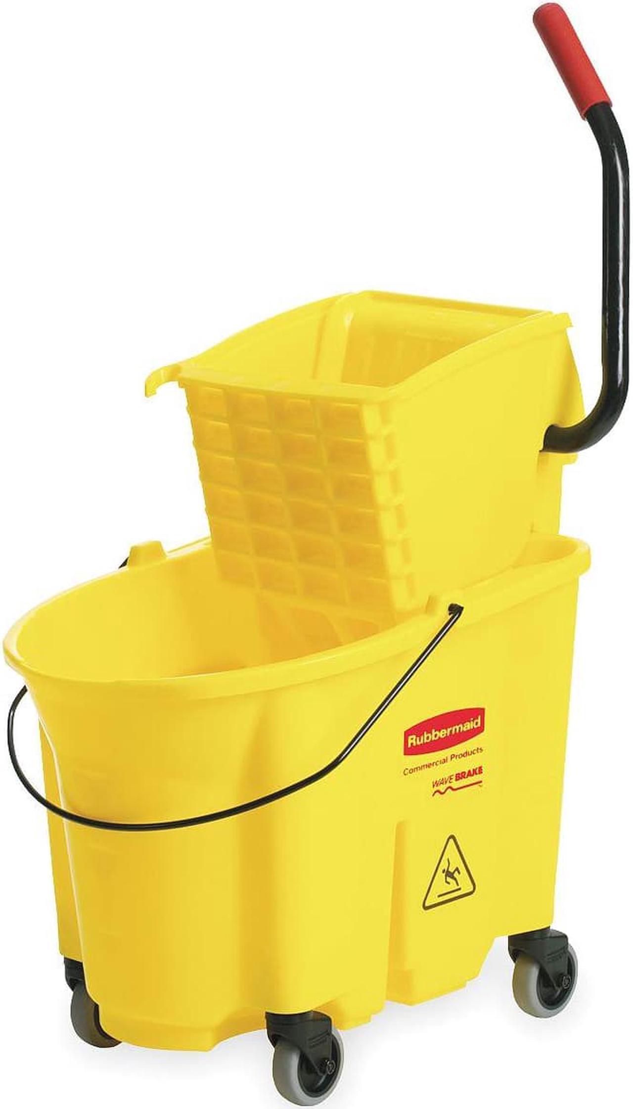 Alt view image 2 of 9 - RUBBERMAID FG758088YEL 35qt. Yellow Side Press Mop Bucket and Wringer