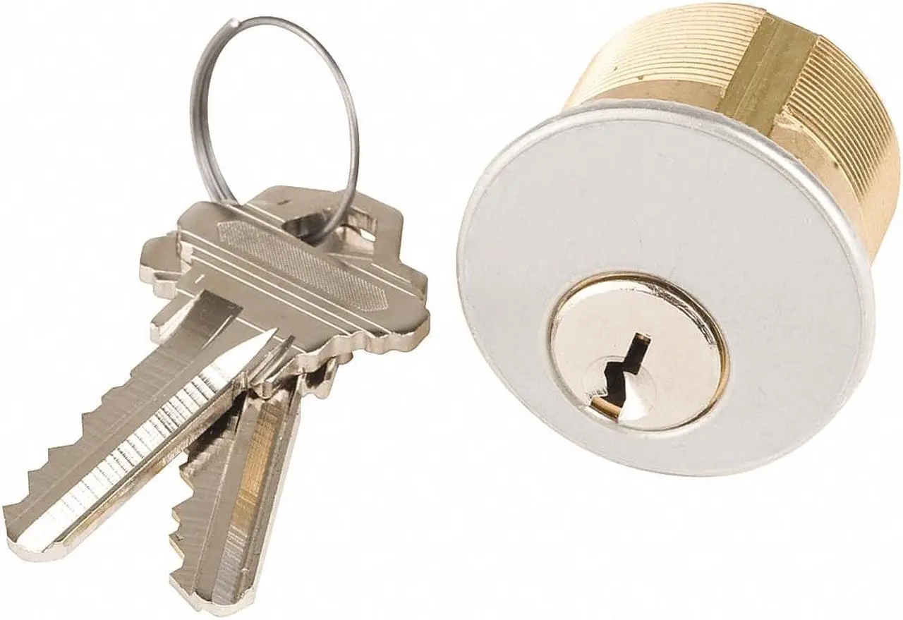 Alt view image 2 of 2 - Brass Cylinder, Chrome, 5 Pin, 2 Keys