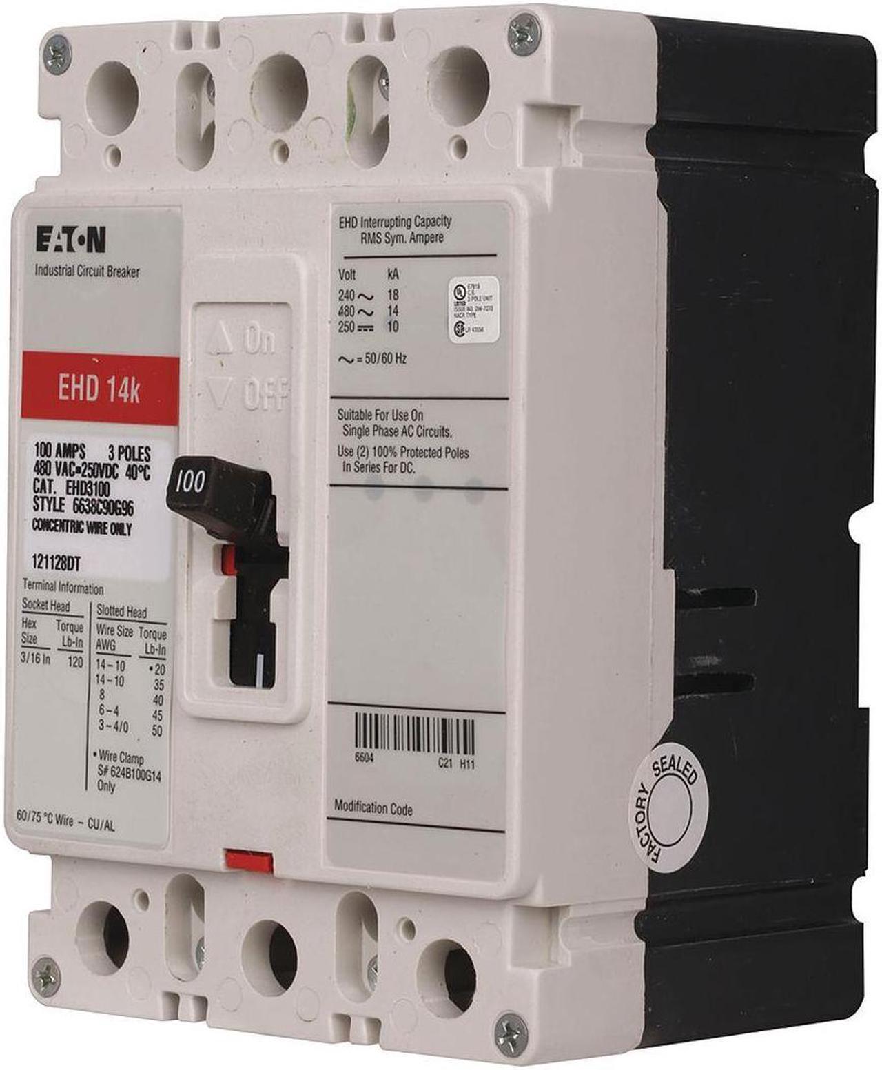 Main image of Eaton Circuit Breaker,  20 Amps,  Number of Poles:  3,  480VAC AC Voltage Rating