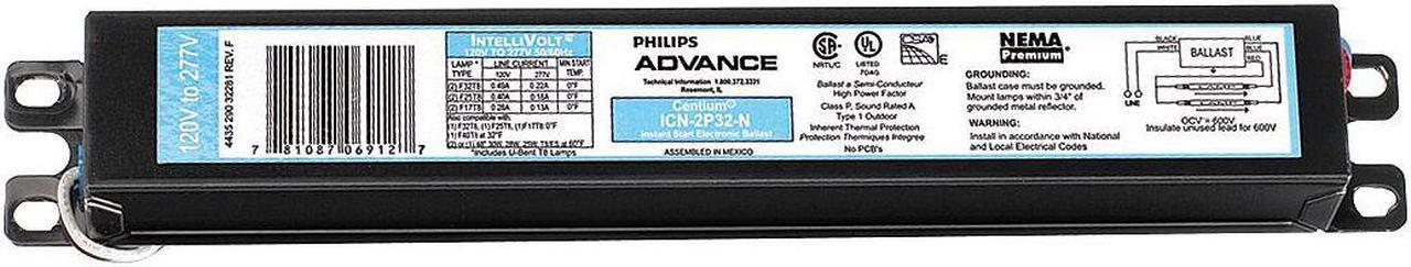 Main image of ADVANCE ICN-2P32-N PHILIPS ADVANCE Electronic Ballast, T8, 120/277V, 1 to 2