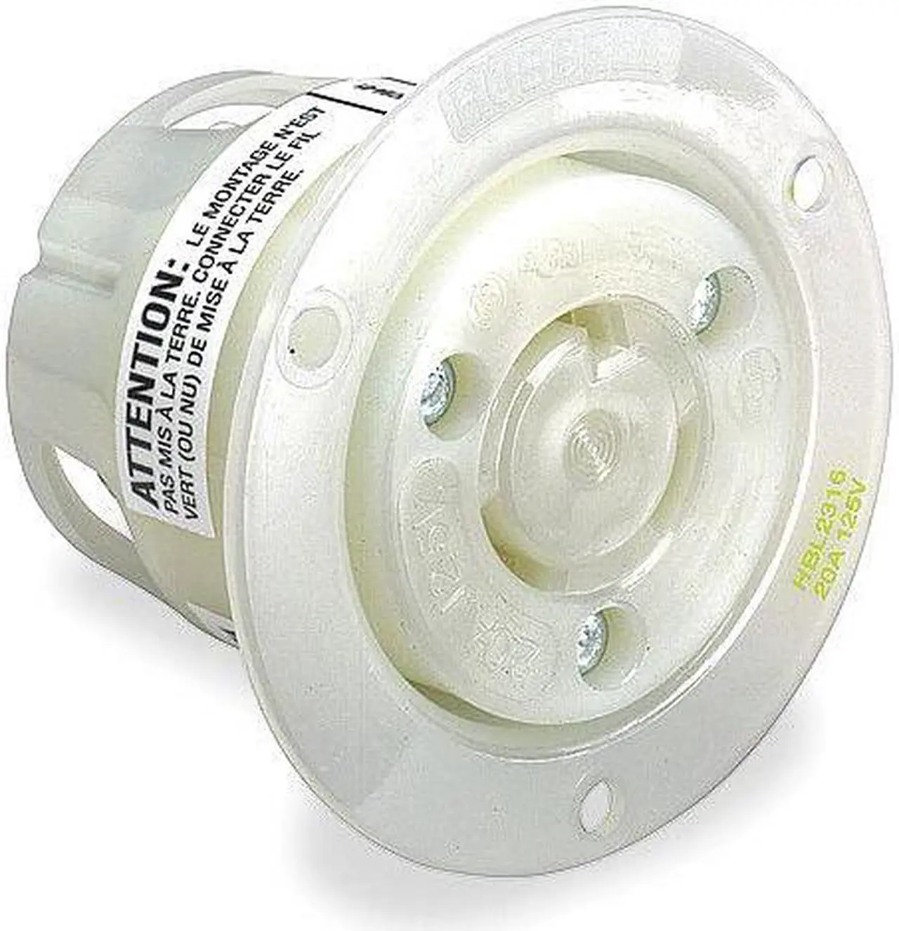 Alt view image 2 of 3 - HUBBELL WIRING DEVICE-KELLEMS HBL2616 Flanged Locking Receptacle, L5-30R, 30 A,
