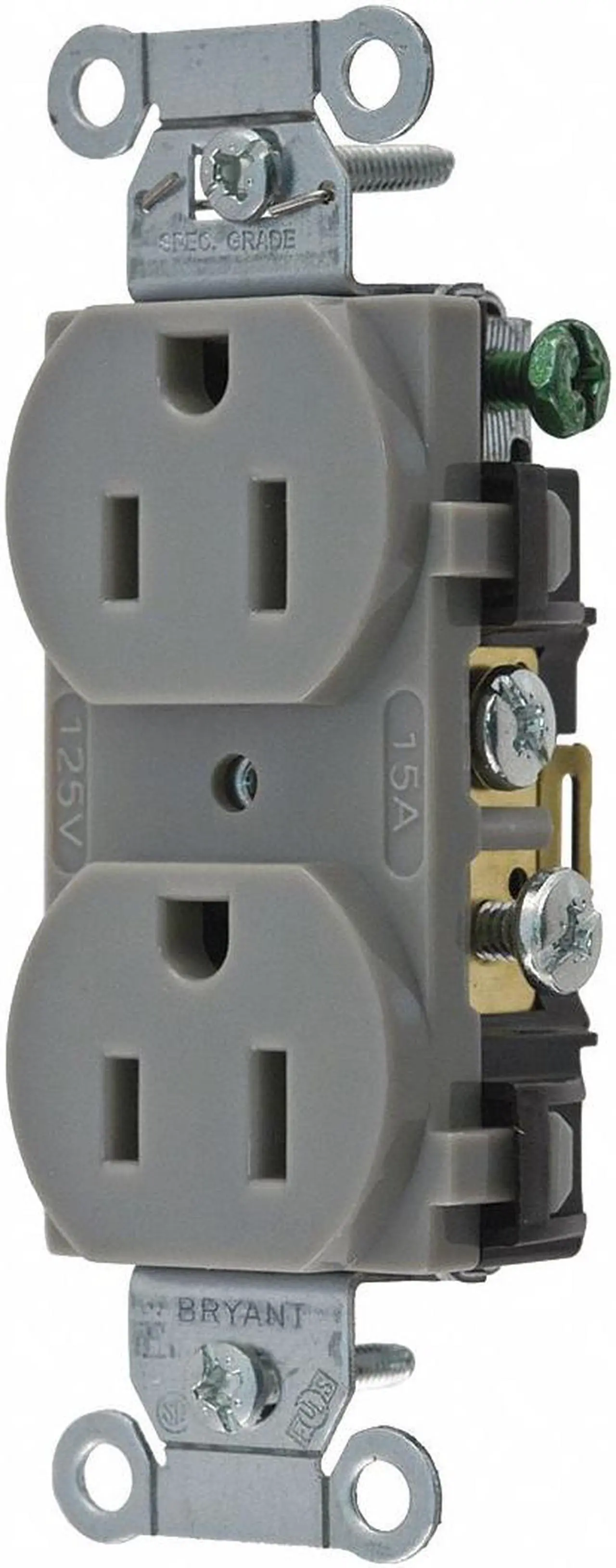 Main image of BRYANT CBRS15GRY 15A Duplex Receptacle 125VAC 5-15R GY