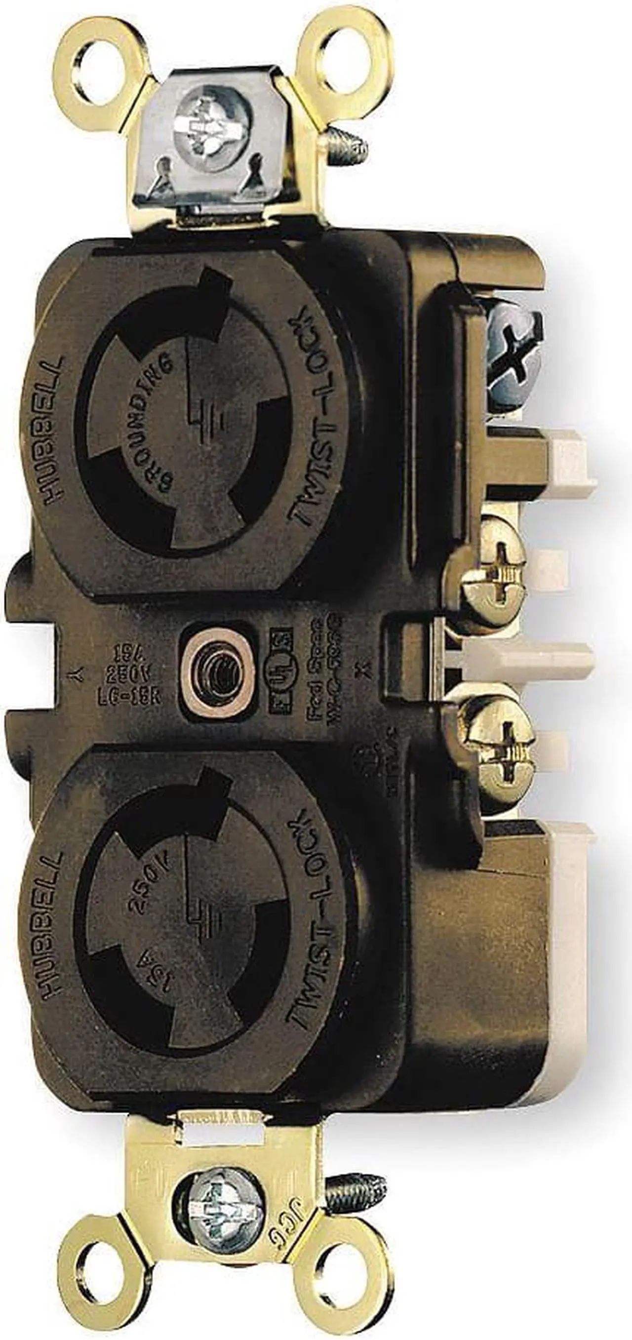 Main image of HUBBELL WIRING DEVICE-KELLEMS HBL4700 Duplex Locking Receptacle, L5-15R, 15 A,