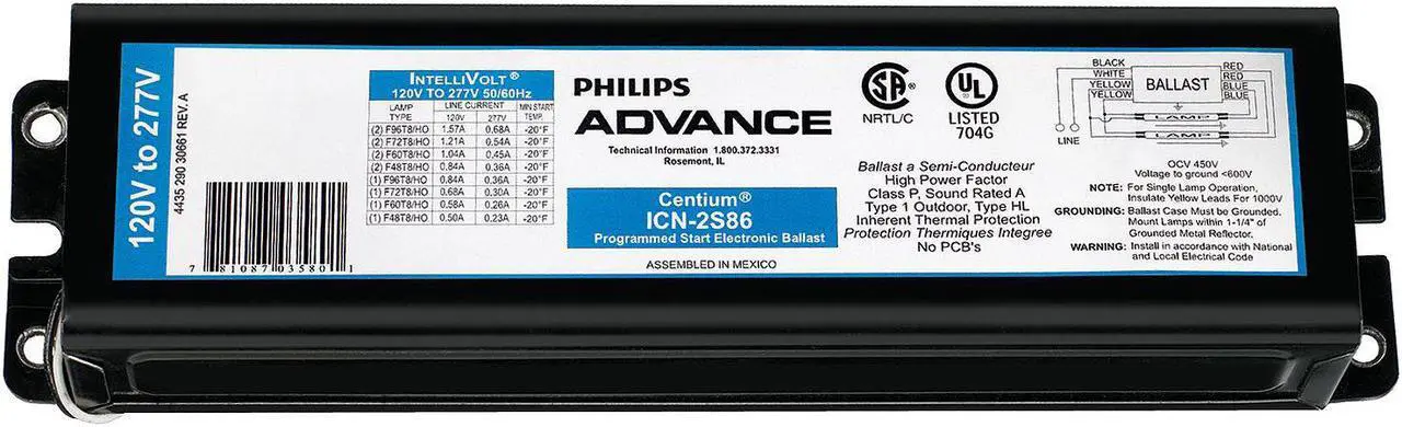 Main image of ADVANCE ICN-2S86-SC 47 to 188 Watts, 1 or 2 Lamps, Electronic Ballast