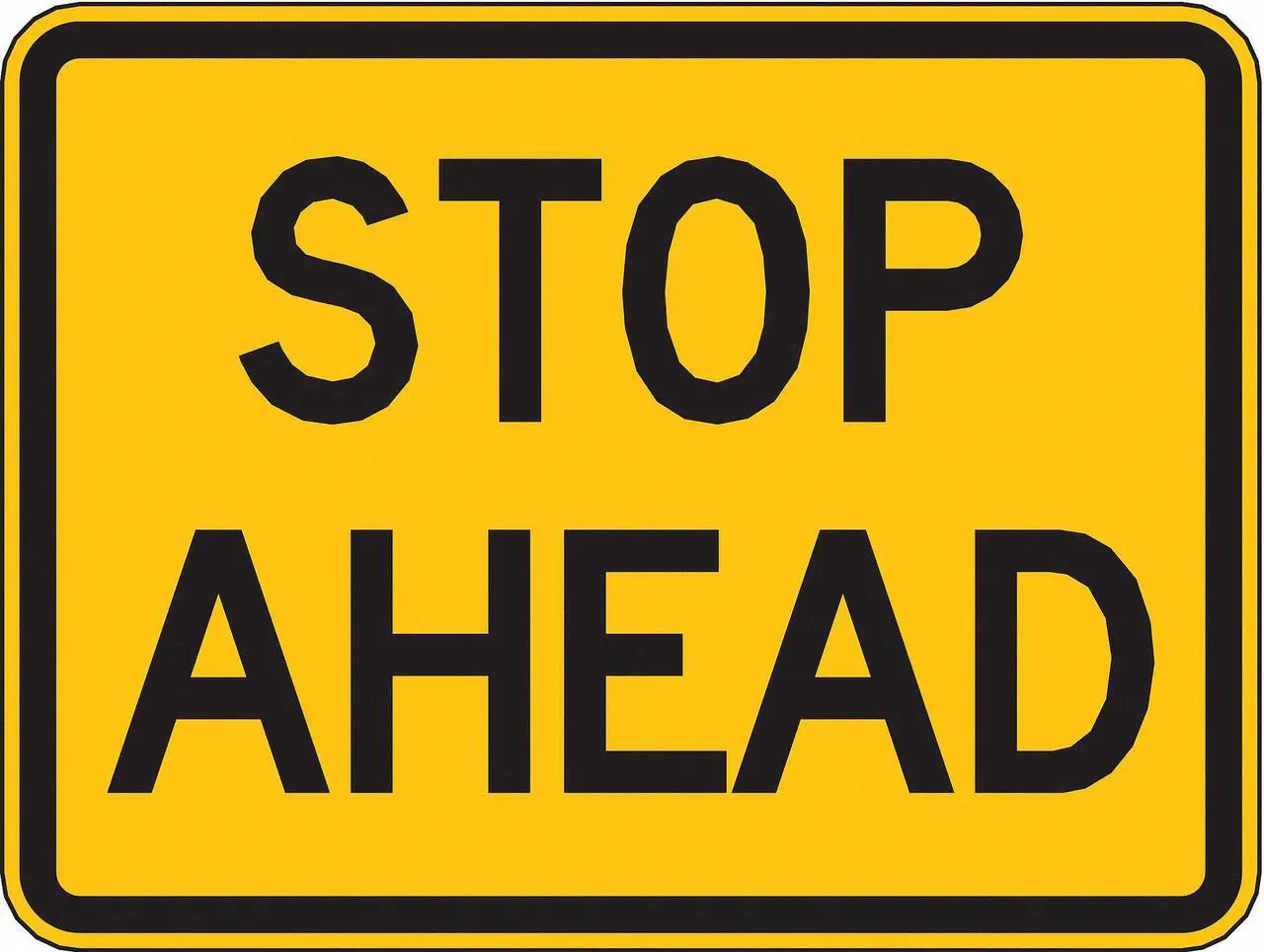 Alt view image 2 of 2 - LYLE W3-1AP-24HA Traffic Sign,18 x 24In,BK/YEL,Stop Ahead