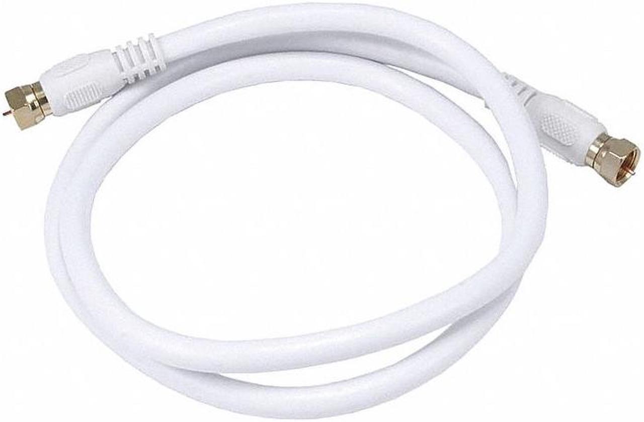 Monoprice 3ft RG6 (18AWG) 75Ohm, Quad Shield, CL2 Coaxial Cable with F Type Connector - White