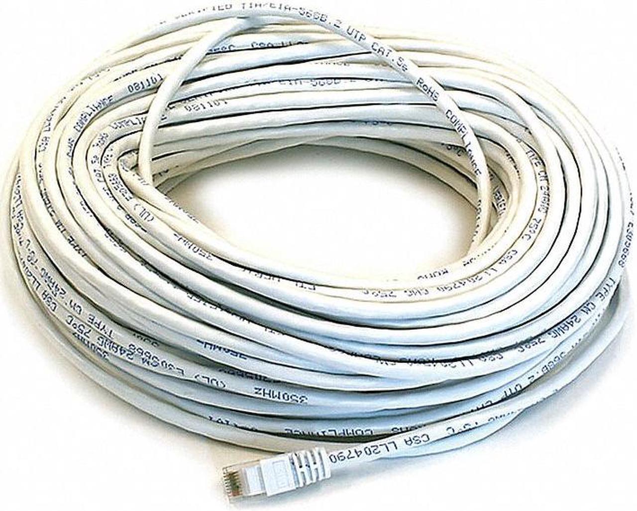 Alt view image 7 of 18 - Monoprice Cat5e Ethernet Patch Cable - 100 Feet - White | Network Internet Cord - RJ45, Stranded, 350Mhz, UTP, Pure Bare Copper Wire, 24AWG