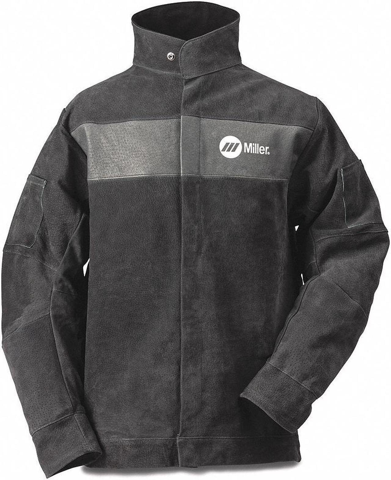 Alt view image 2 of 5 - MILLER ELECTRIC 273216 Welding Jacket,2XL,30" L,Gray,Leather