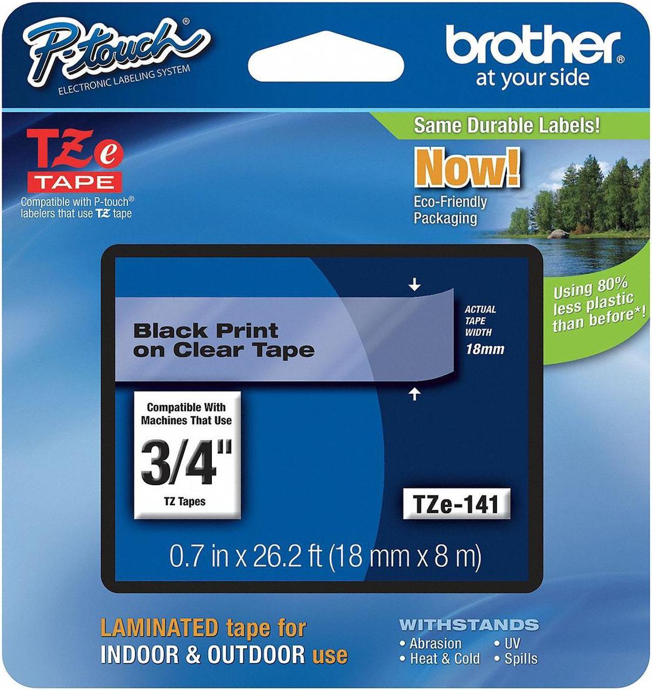 Brother Label Tape Cartridge,Blk/Clr,0.70in  TZe141