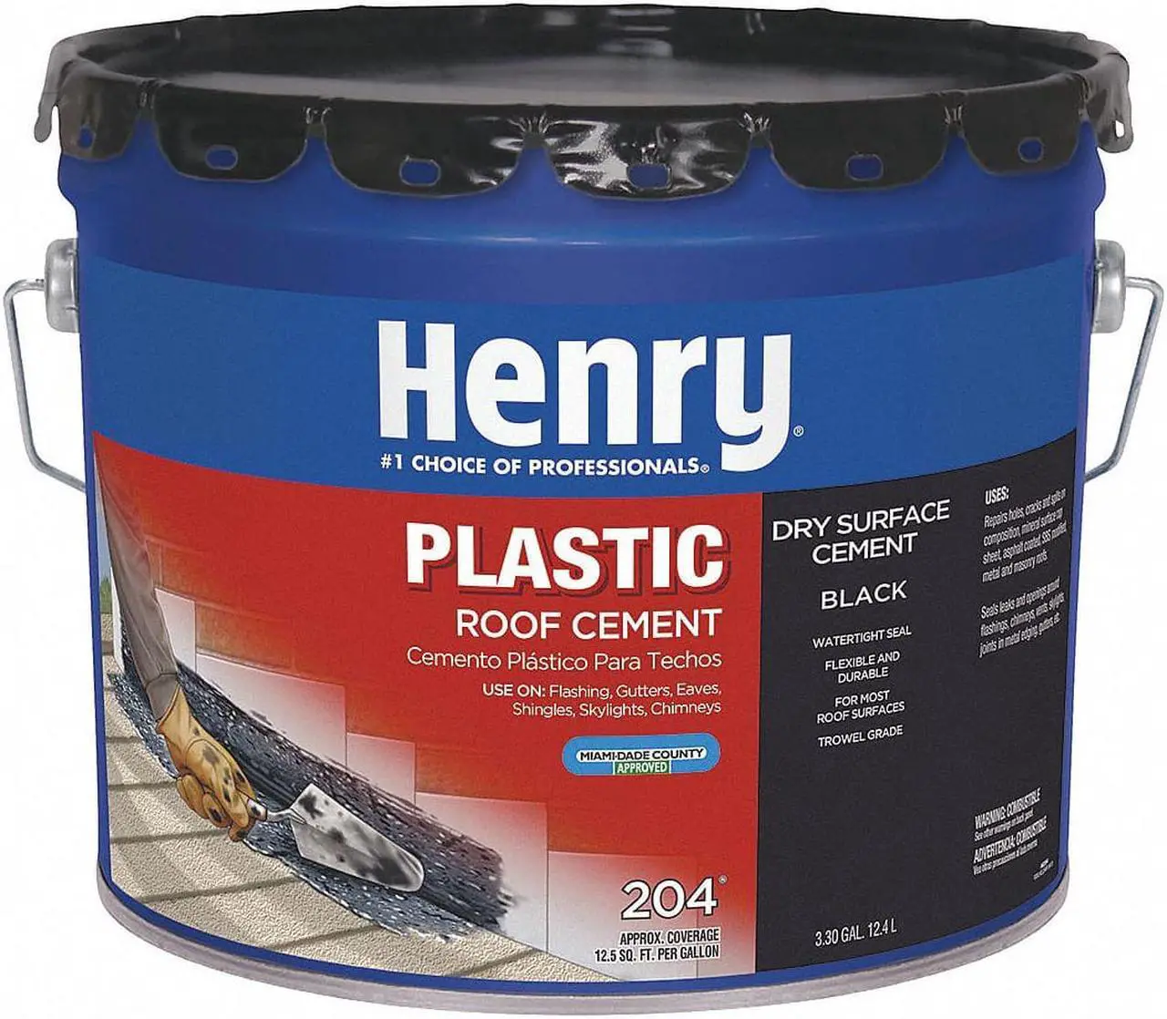 Alt view image 2 of 2 - HENRY HE204061 Plastic Roof Cement, 3.5 gal, Pail, Black