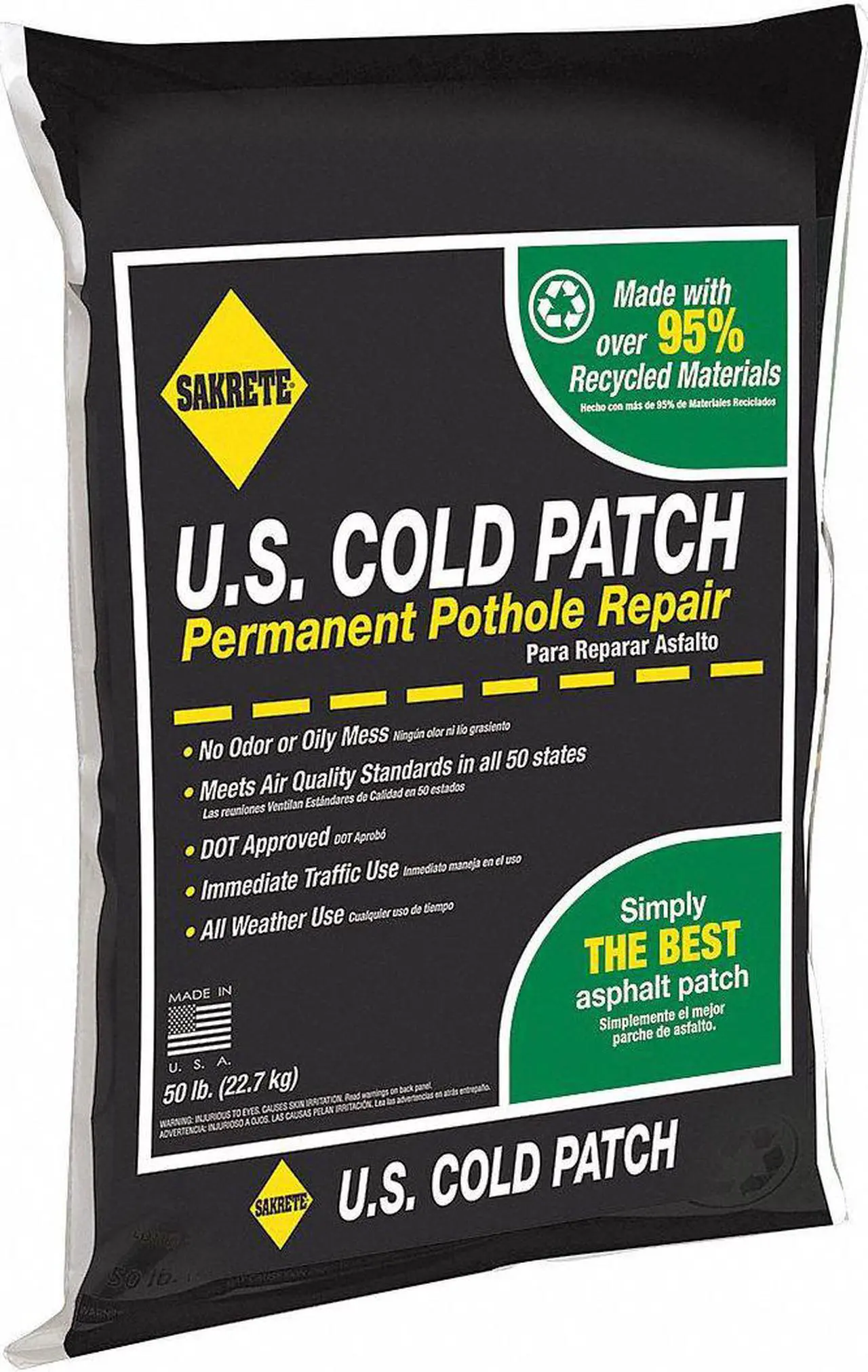 Alt view image 2 of 6 - SAKRETE 60450007 US Cold Patch Permanent Pothole Repair, 50 lb Bag, Recycled