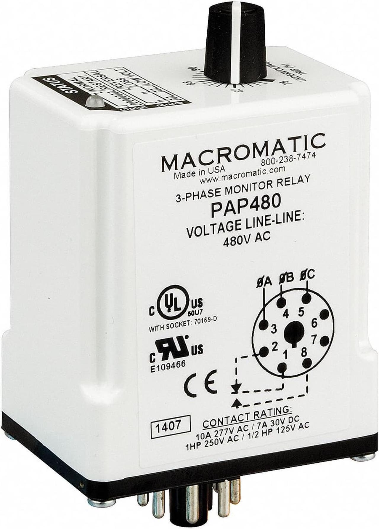 Alt view image 3 of 5 - MACROMATIC PAP240 3 Phase Monitor Relay,SPDT,240VAC,8 Pin