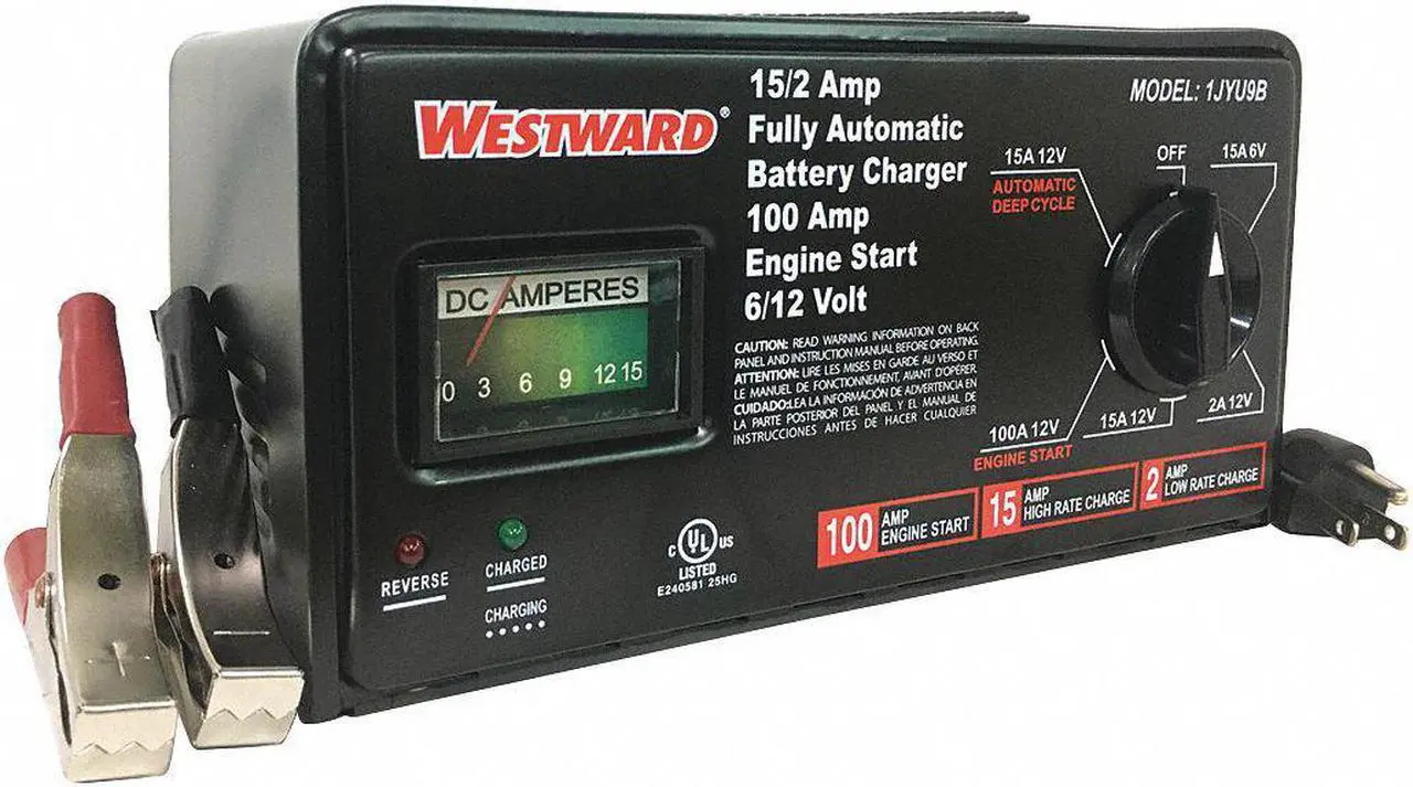 Alt view image 2 of 4 - WESTWARD 1JYU9 Battery Charger, Automatic Boosting, Charging, Maintaining For