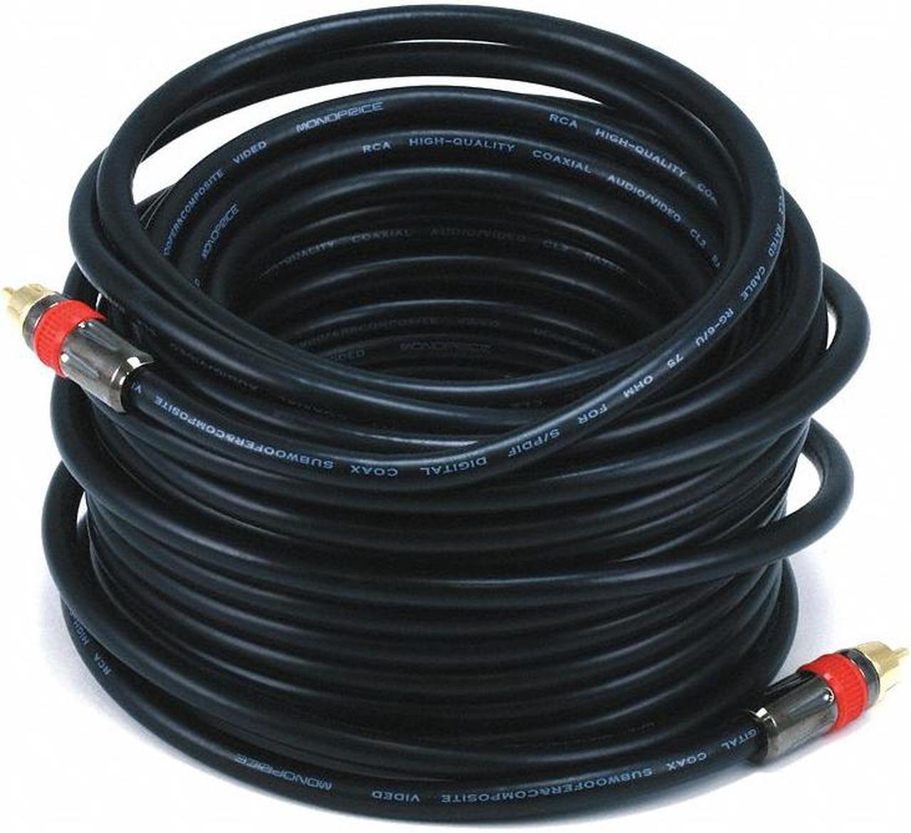 Monoprice 50ft High-quality Coaxial Audio/Video RCA CL2 Rated Cable - RG6/U 75ohm (for S/PDIF, Digital Coax, Subwoofer &