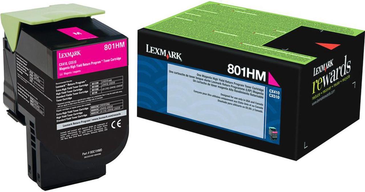 Lexmark (801HM) High Yield Magenta Return Program Toner Cartridge (3 000 Yield) 80C1HM0