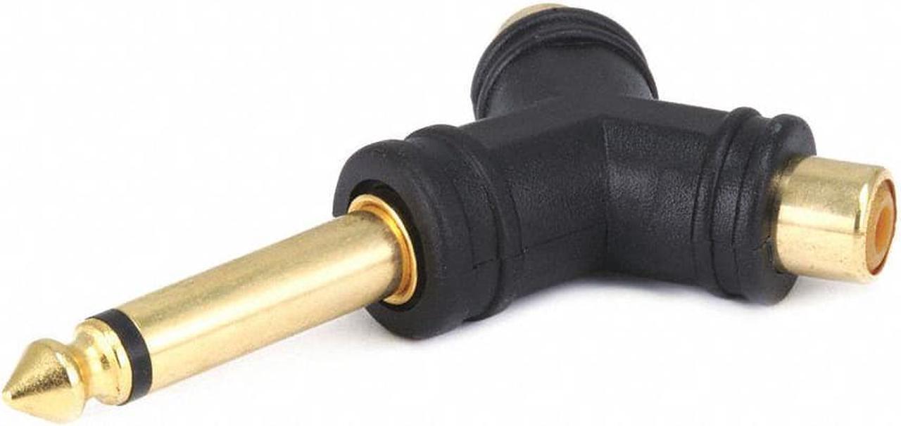 Alt view image 3 of 3 - Monoprice 1/4in (6.35mm) TS Mono Plug to 2x RCA Jack Splitter Adapter, Gold Plated (Y-type)