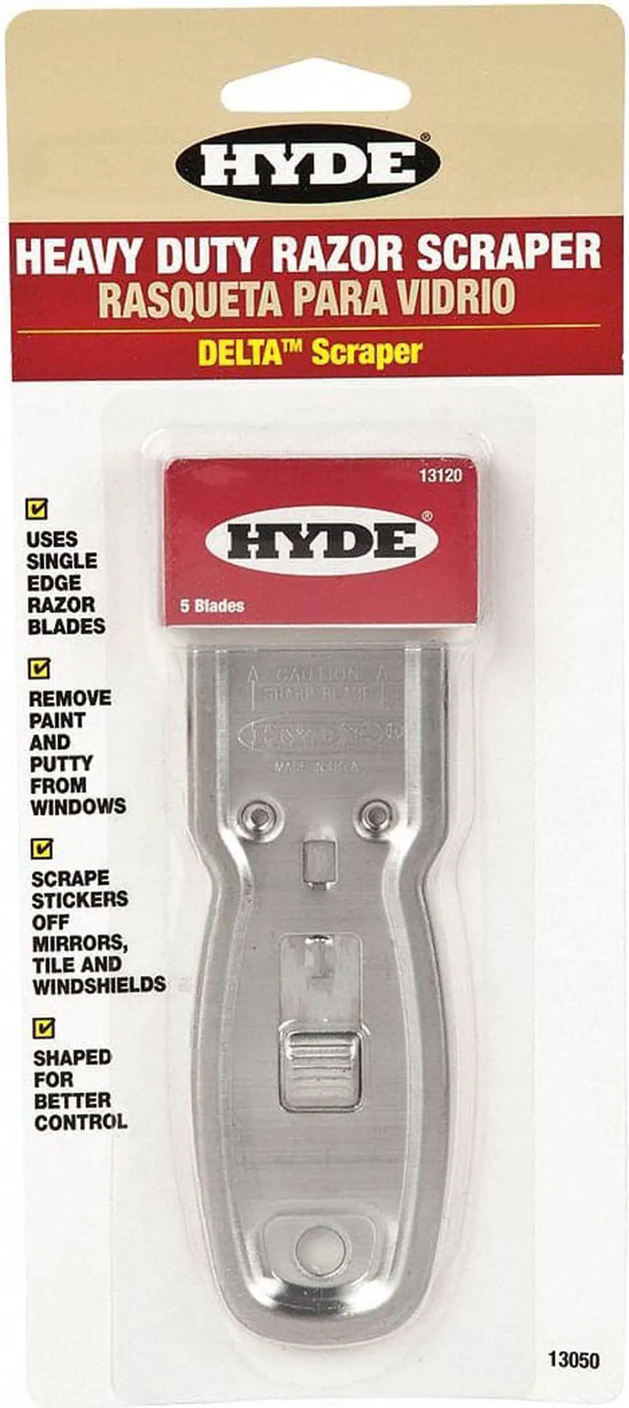 Alt view image 6 of 10 - Hyde 13050 Delta Heavy-Duty Glass Scraper with 5 Blades