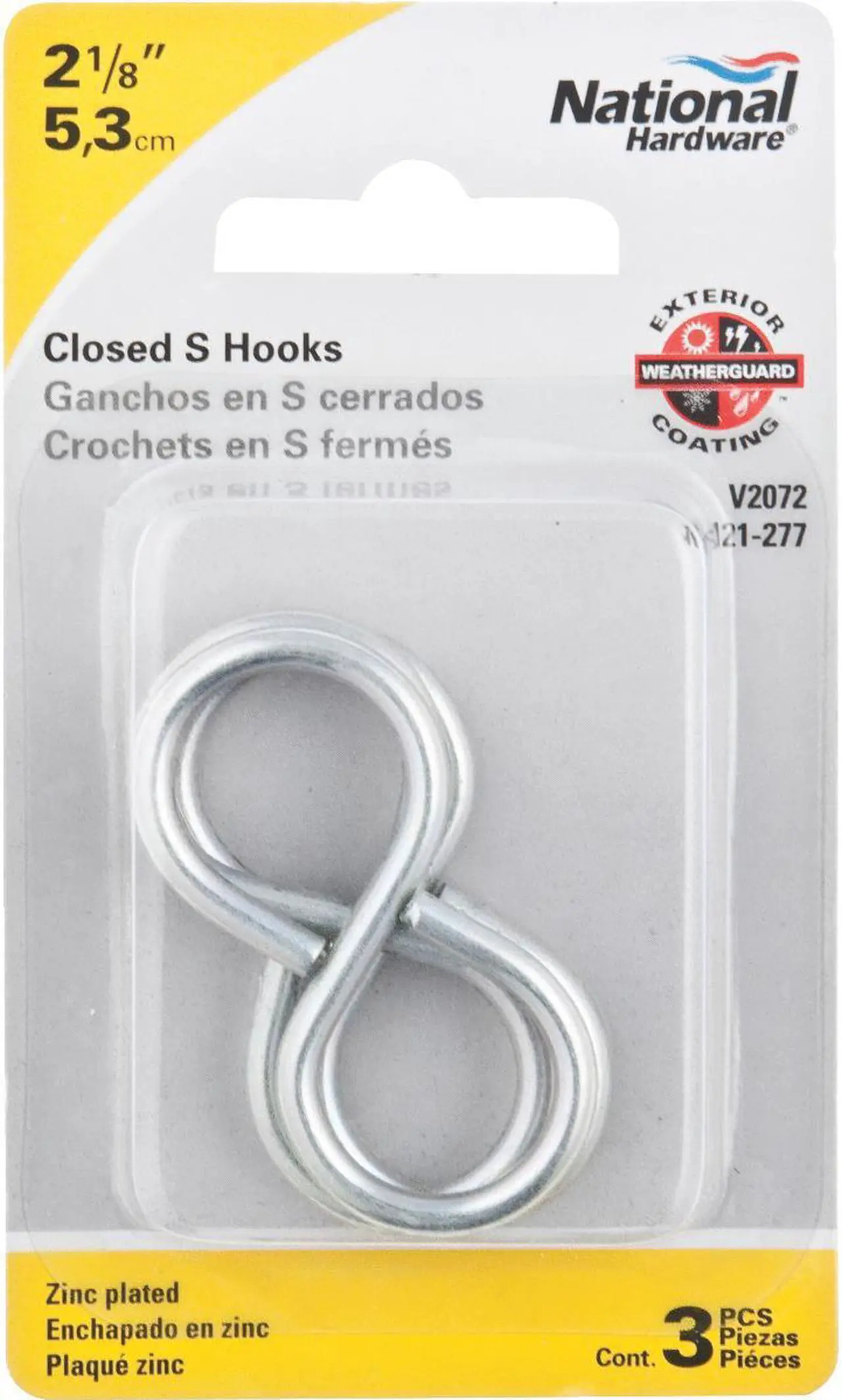 Alt view image 2 of 5 - National 2-1/8 In. Zinc Light Closed S Hook (3 Ct.) N121277