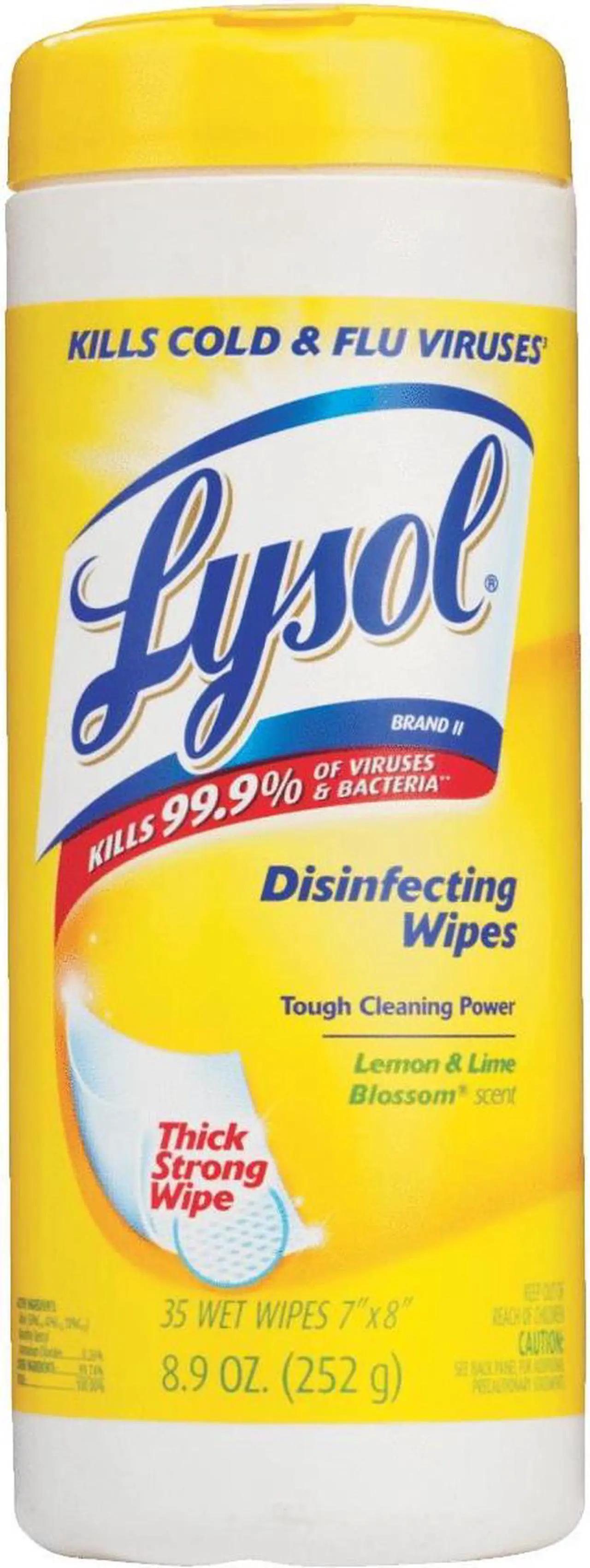 Alt view image 2 of 3 - LYSOL Brand 81145CT Lemon/Lime Blossom Disinfecting Wipes w/Micro-Lock, 7 x 8, 35/Canister, 12/Ctn