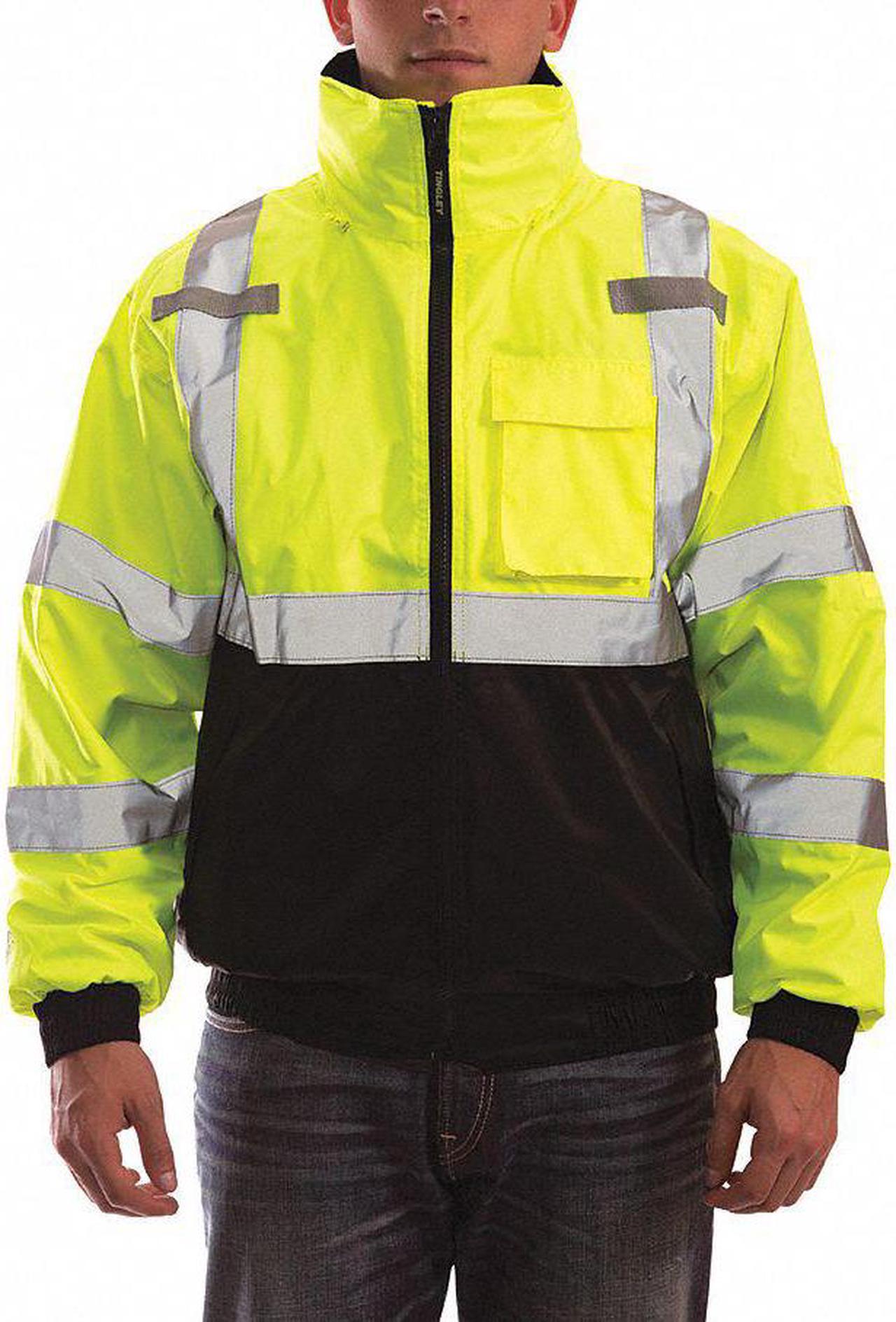 Alt view image 3 of 4 - TINGLEY J26172-L Large Insulated Hi-vis Bomber Jacket, Lime/Black