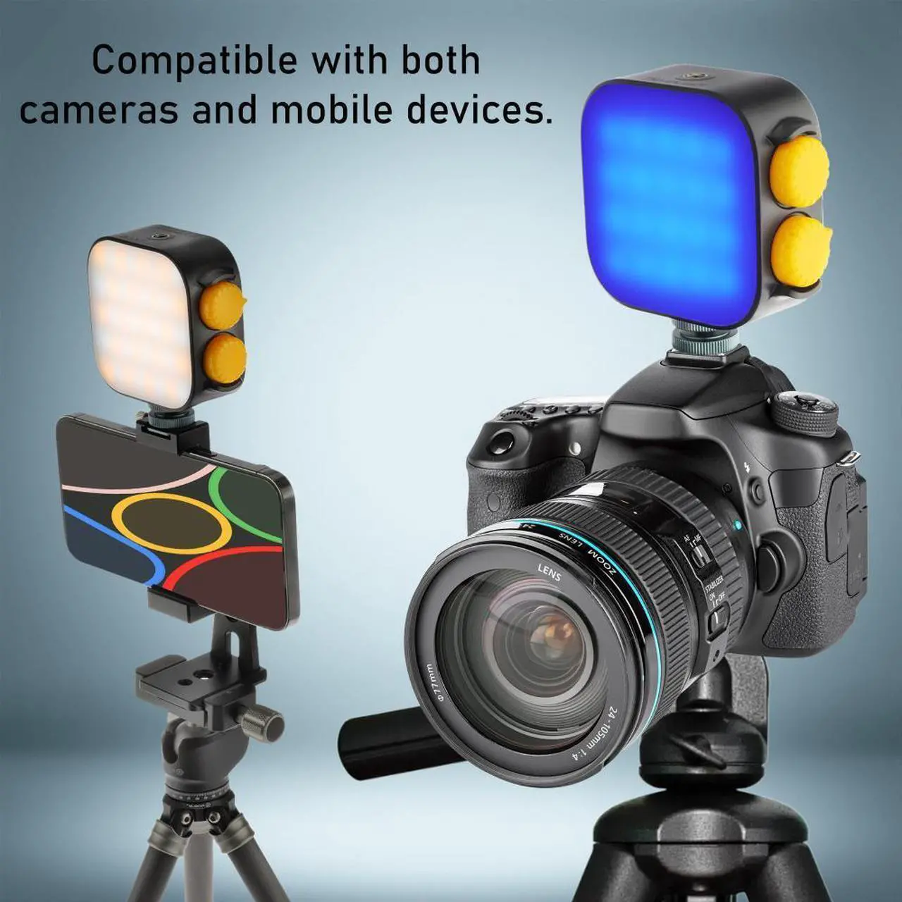Alt view image 5 of 7 - Genaray Rechargeable RGB Video Light | 360° Full Color Photography Lighting | 2000mAh Li-ion Battery | CCT & HSI Modes | LED Lights Control Knobs | 2500-9900K CCT Range | 1/4-20 Mount Socket(Black)