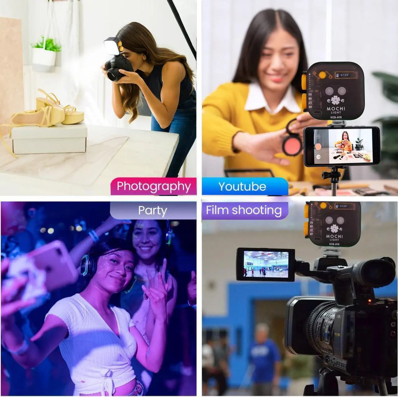 Alt view image 6 of 7 - Genaray Rechargeable RGB Video Light | 360° Full Color Photography Lighting | 2000mAh Li-ion Battery | CCT & HSI Modes | LED Lights Control Knobs | 2500-9900K CCT Range | 1/4-20 Mount Socket(Black)