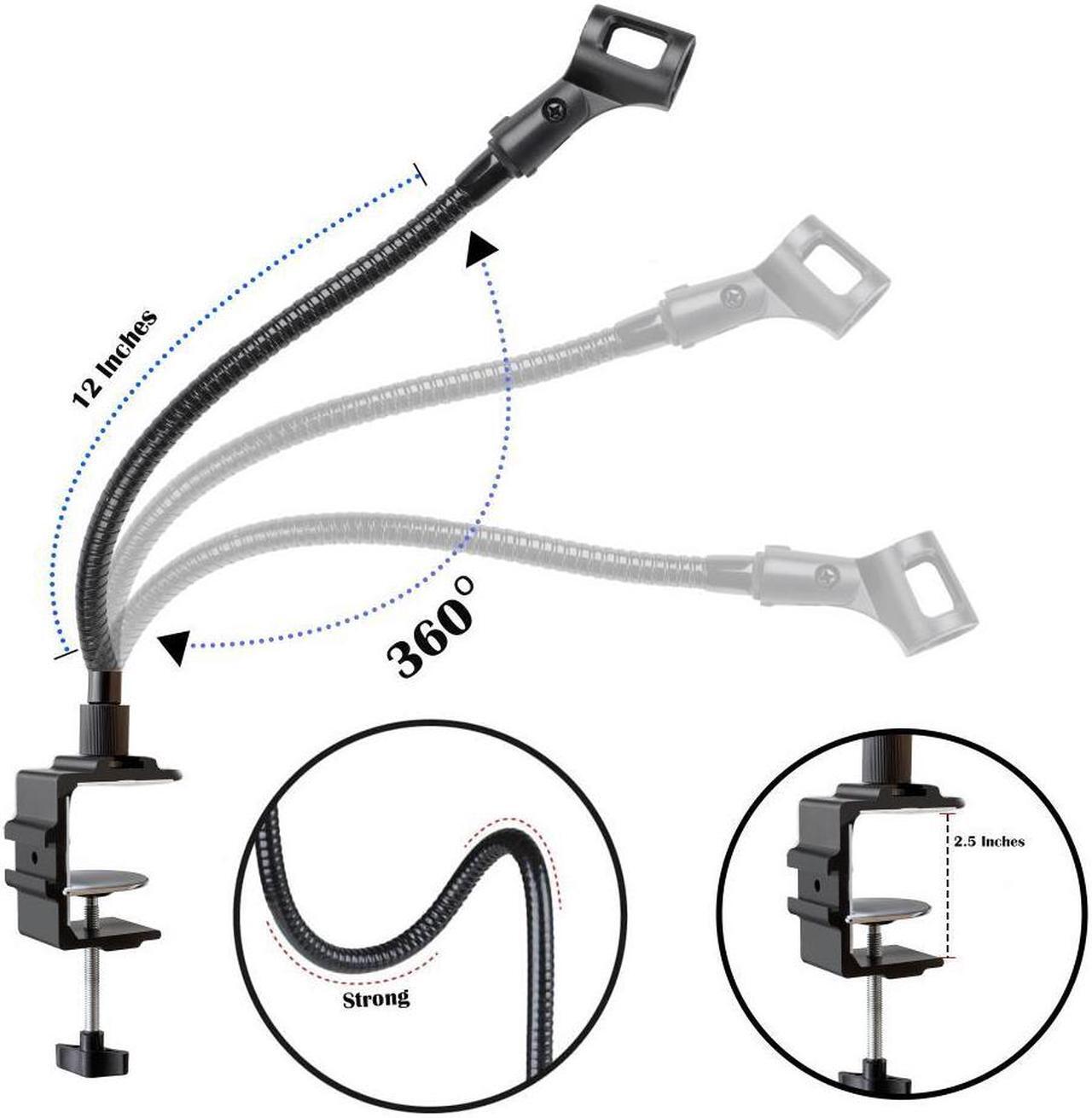 Alt view image 3 of 7 - Auray Microphone Arm Stand Long 12'' Sturdy Gooseneck Mic Stand Adjustable Microphone Arm Stand with Clamp - Mic Holder Flexible Mike Stand Podium Compact Mic Arm for Desk Traveling