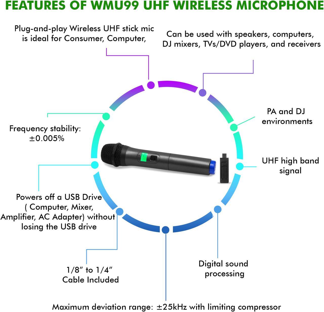 Alt view image 5 of 7 - New Technical Pro Wireless Handheld UHF Microphone with USB Powered Receiver