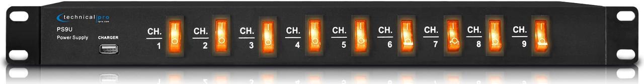 Alt view image 2 of 11 - New Technical Pro Rack Mount Power Strip with 5V USB Charging Port, 9 power switches, Heavy Duty Electric Extension Cords, High Load Power Cord, Max. Load 1800 watts.
