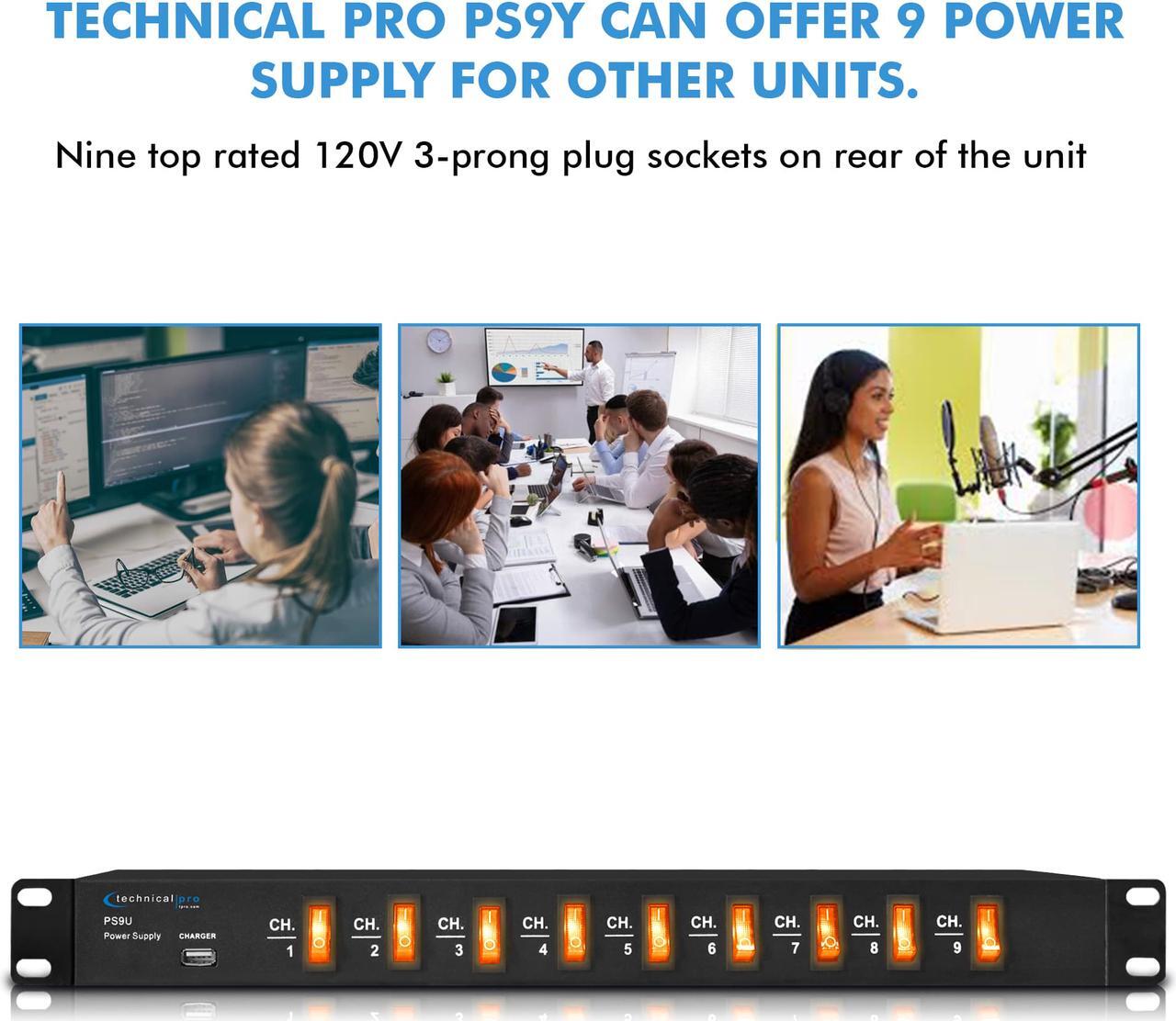 Alt view image 6 of 11 - New Technical Pro Rack Mount Power Strip with 5V USB Charging Port, 9 power switches, Heavy Duty Electric Extension Cords, High Load Power Cord, Max. Load 1800 watts.