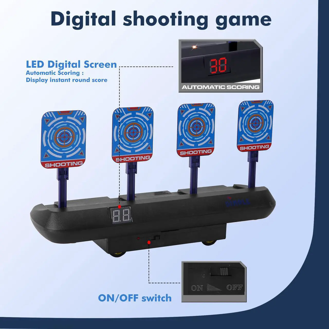 Alt view image 3 of 7 - Dimple Electronic Shooting Target for Kids - Moving Digital Target Practice Game for Boys and Girls - Elite Toys Set for Children with Guns, Sounds, Tracks - Cool Accessories Compatible with Nerf Guns