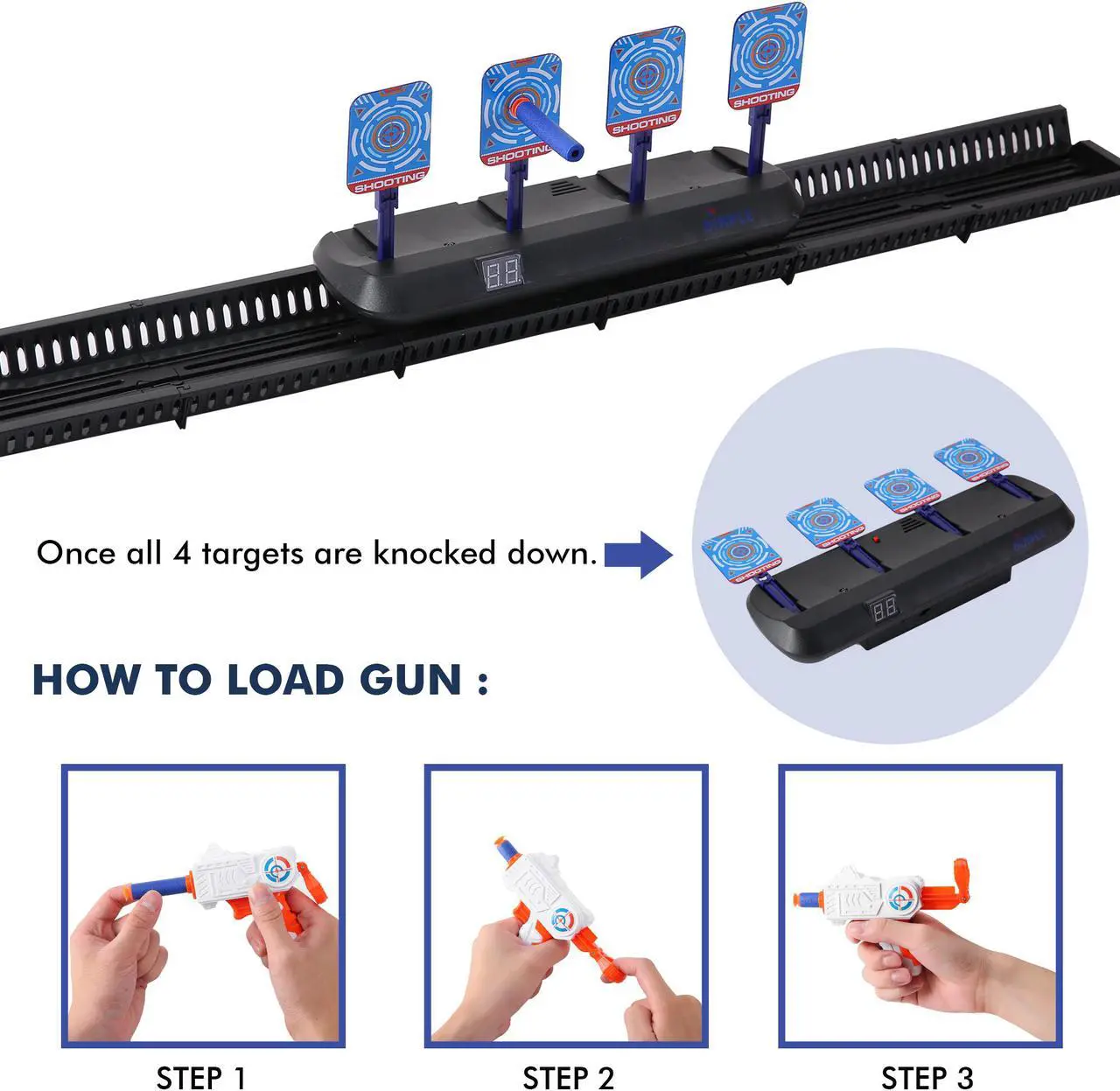 Alt view image 6 of 7 - Dimple Electronic Shooting Target for Kids - Moving Digital Target Practice Game for Boys and Girls - Elite Toys Set for Children with Guns, Sounds, Tracks - Cool Accessories Compatible with Nerf Guns