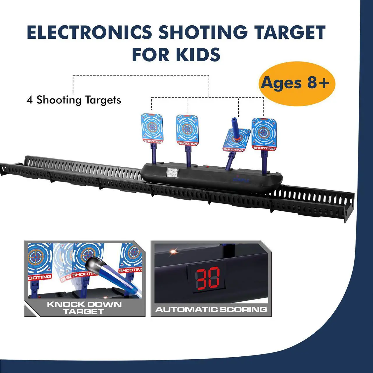 Alt view image 2 of 7 - Dimple Electronic Shooting Target for Kids - Moving Digital Target Practice Game for Boys and Girls - Elite Toys Set for Children with Guns, Sounds, Tracks - Cool Accessories Compatible with Nerf Guns