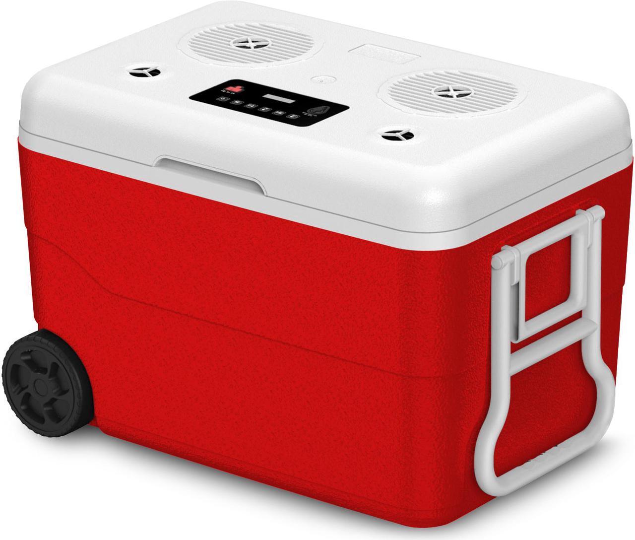 Main image of Technical Pro, Rechargeable Red 55 Quarts Cooler with Waterproof Built-in Bluetooth Speaker and 12,000 maH Power Bank, FDA Food-grade, Eco-friendly Material, Great for Picnics, Camping, Parties