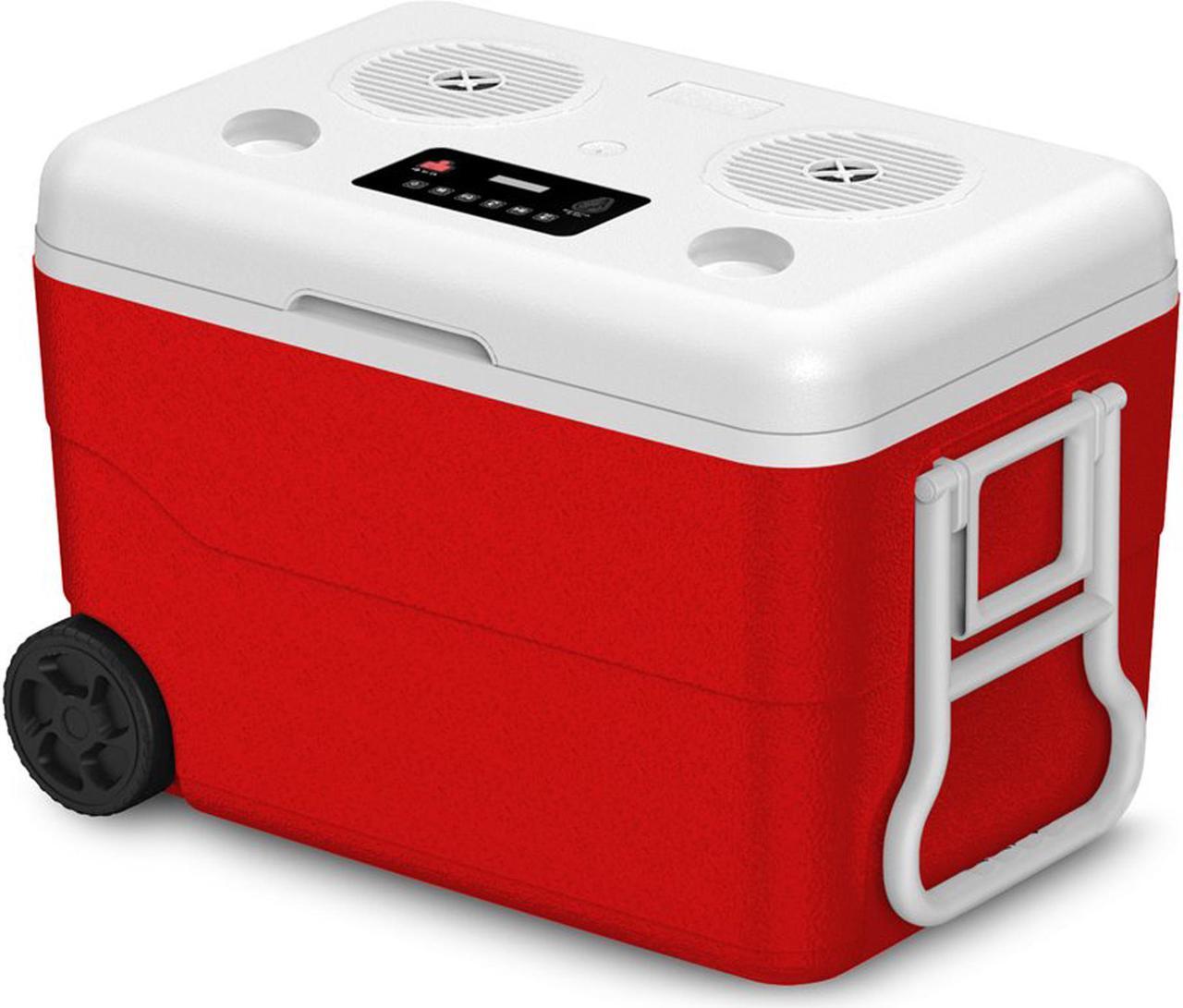 Alt view image 3 of 3 - Technical Pro, Rechargeable Red 55 Quarts Cooler with Waterproof Built-in Bluetooth Speaker and 12,000 maH Power Bank, FDA Food-grade, Eco-friendly Material, Great for Picnics, Camping, Parties