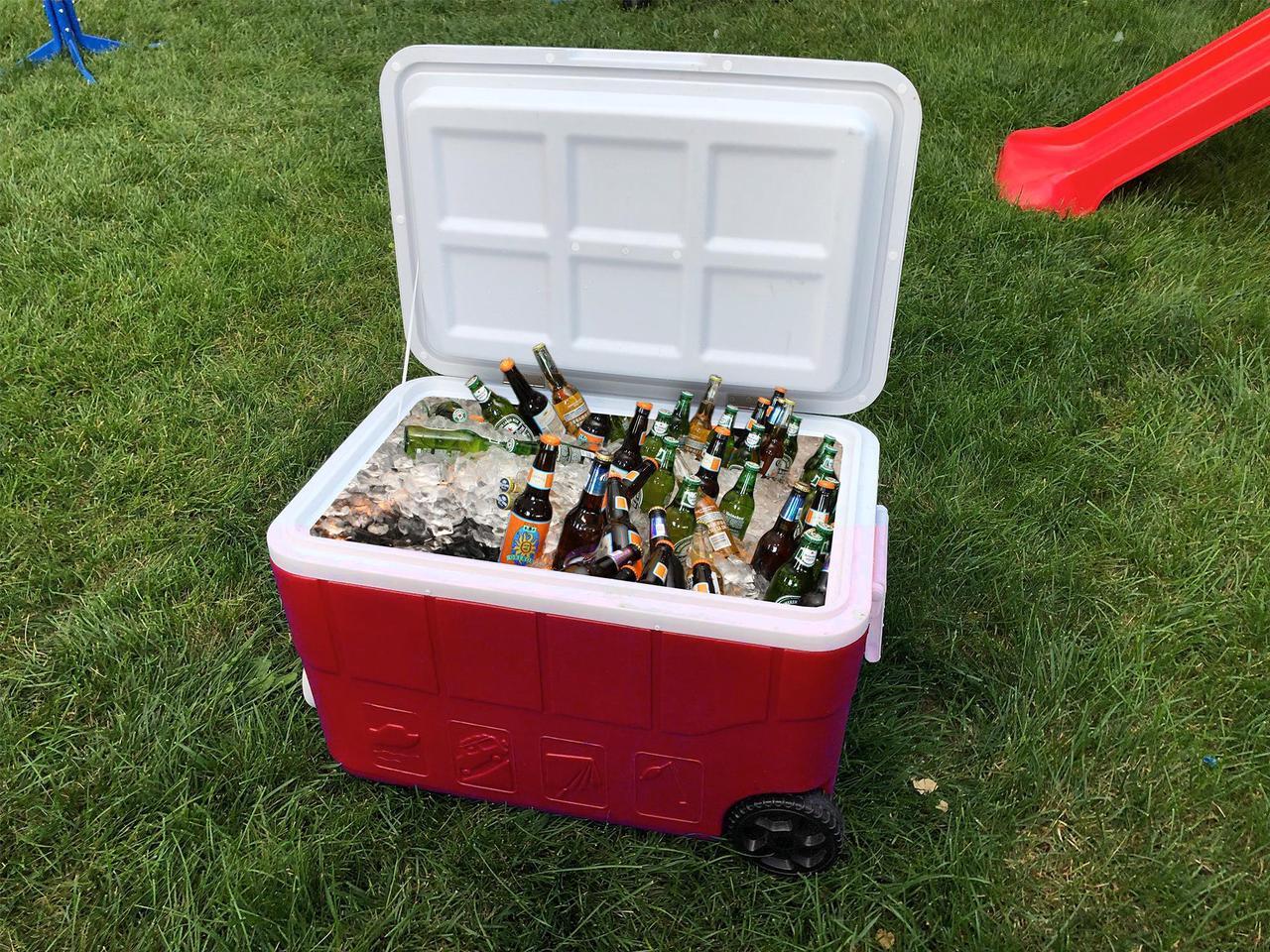 Alt view image 2 of 3 - Technical Pro, Rechargeable Red 55 Quarts Cooler with Waterproof Built-in Bluetooth Speaker and 12,000 maH Power Bank, FDA Food-grade, Eco-friendly Material, Great for Picnics, Camping, Parties