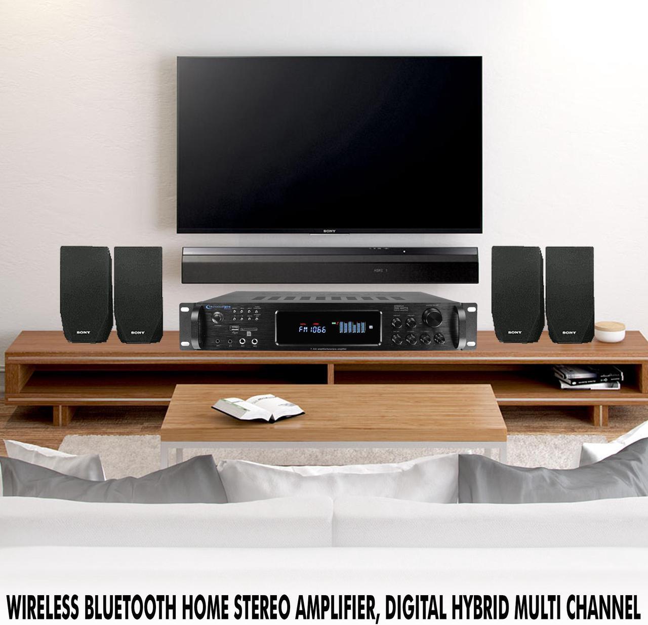 Alt view image 4 of 12 - Technical Pro 15000 Watts Bluetooth Home Stereo Amplifier, Digital Hybrid Multi Channel, Preamp, Tuner with USB, SD Inputs, 2 Mic Inputs, AM/FM digital tuner, Wireless Remote, Bass & Treble Controls