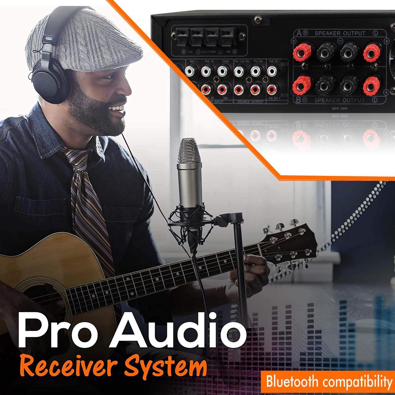 Alt view image 7 of 12 - Technical Pro 15000 Watts Bluetooth Home Stereo Amplifier, Digital Hybrid Multi Channel, Preamp, Tuner with USB, SD Inputs, 2 Mic Inputs, AM/FM digital tuner, Wireless Remote, Bass & Treble Controls