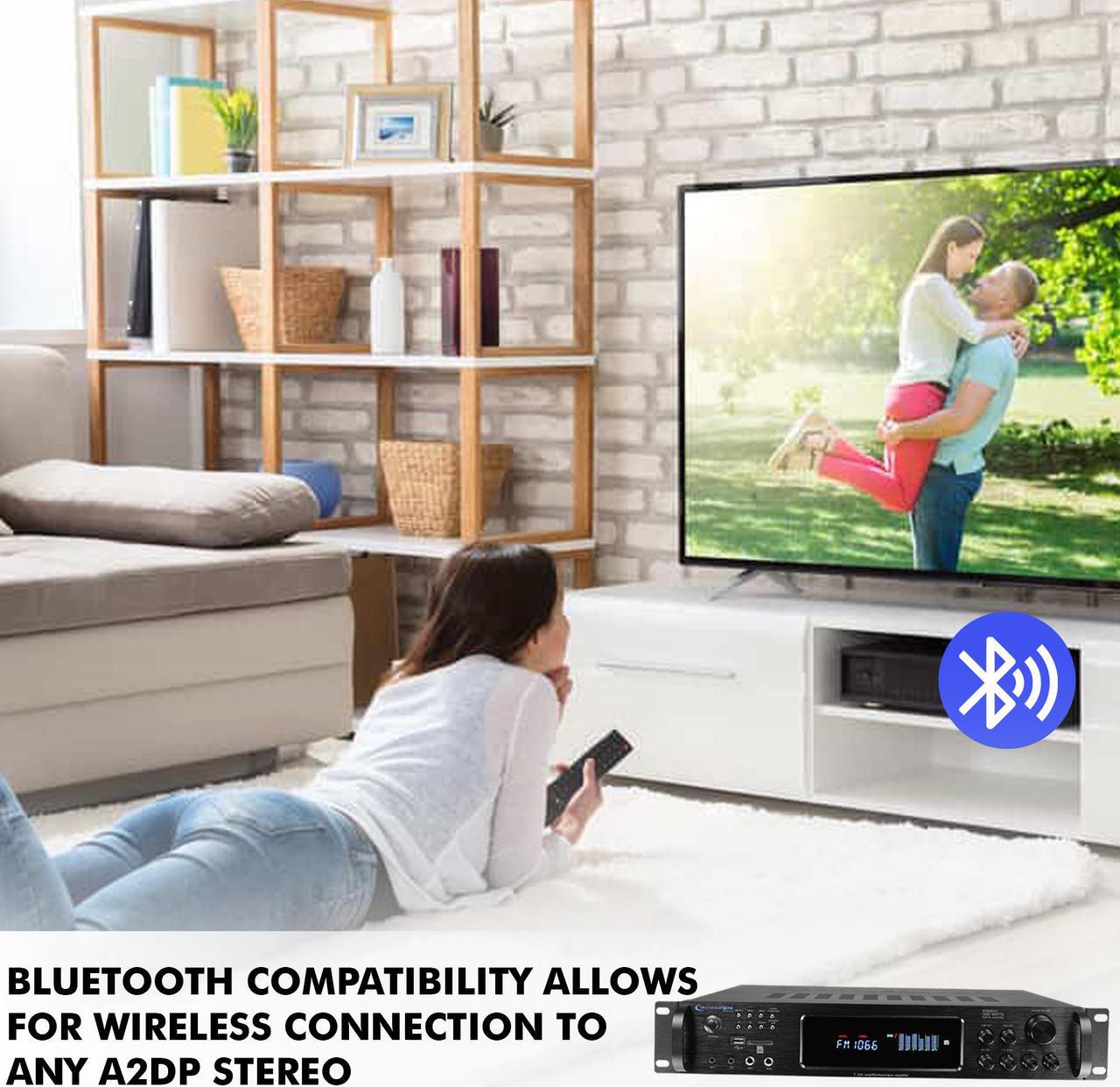 Alt view image 5 of 12 - Technical Pro 15000 Watts Bluetooth Home Stereo Amplifier, Digital Hybrid Multi Channel, Preamp, Tuner with USB, SD Inputs, 2 Mic Inputs, AM/FM digital tuner, Wireless Remote, Bass & Treble Controls