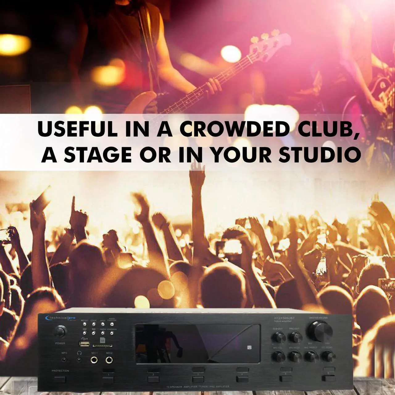 Alt view image 3 of 11 - Technical Pro 6 Zone 6000 Watts Digital Bluetooth Hybrid Amplifier Preamp Tuner w/ Speaker USB and SD Card Output, 2 Mic Inputs, Balance control, Bass and Treble Controls